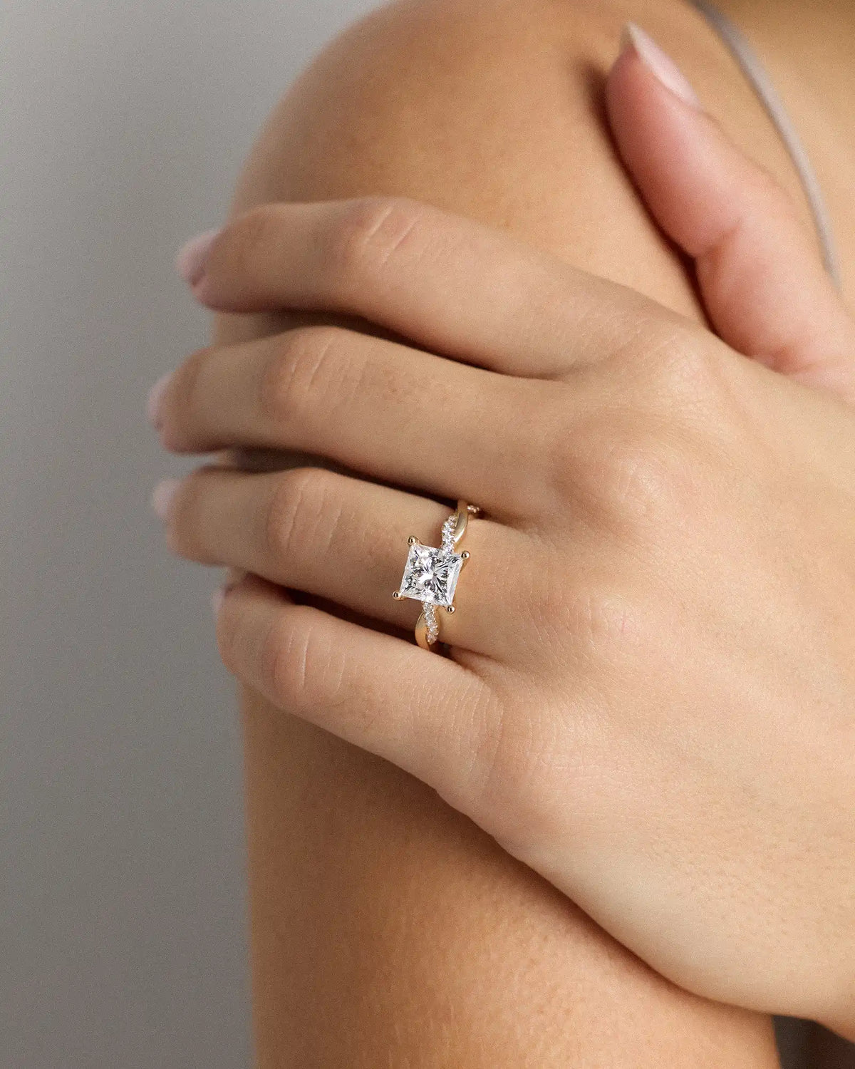 Lab Grown Diamond Princess Twisted Engagement Ring - 2ct