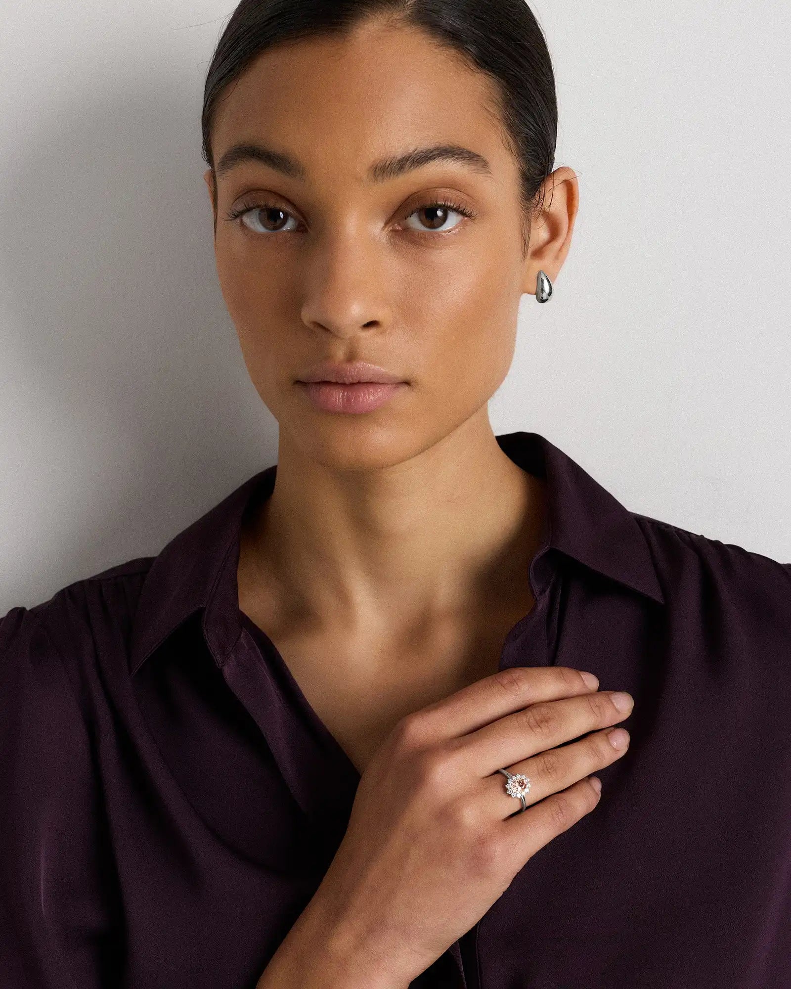 14K Gold Lab Grown Diamond and Morganite Halo Ring