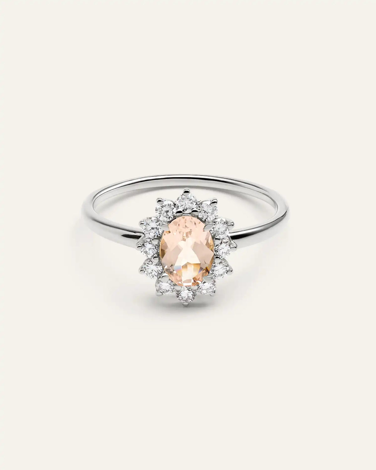 14K Gold Lab Grown Diamond and Morganite Halo Ring