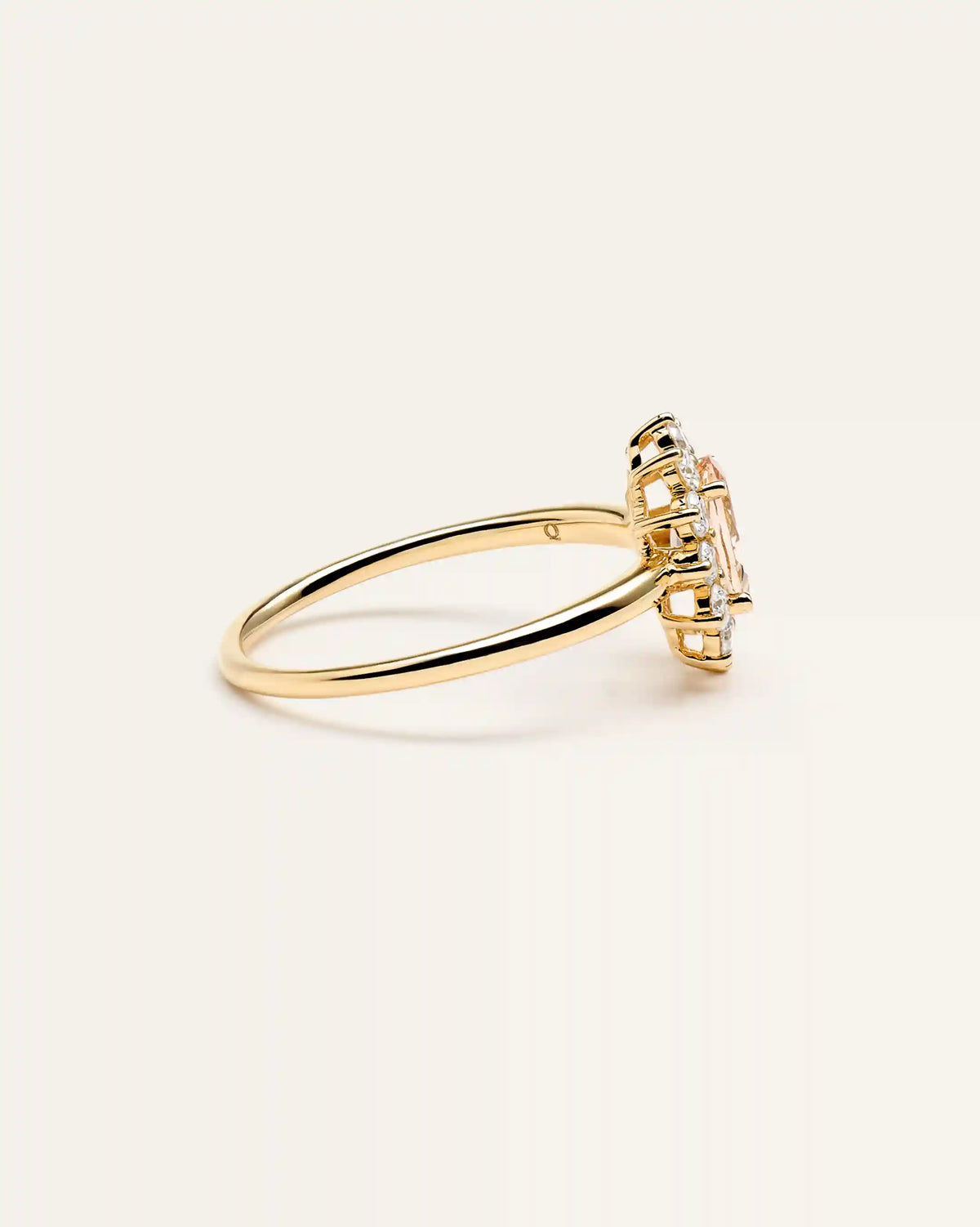 14K Gold Lab Grown Diamond and Morganite Halo Ring