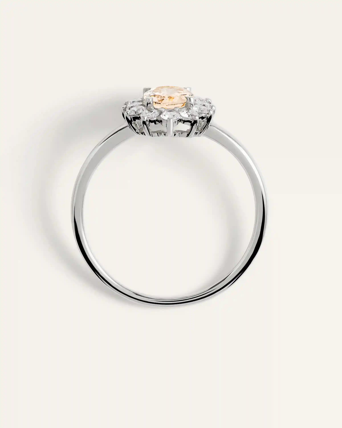 14K Gold Lab Grown Diamond and Morganite Halo Ring