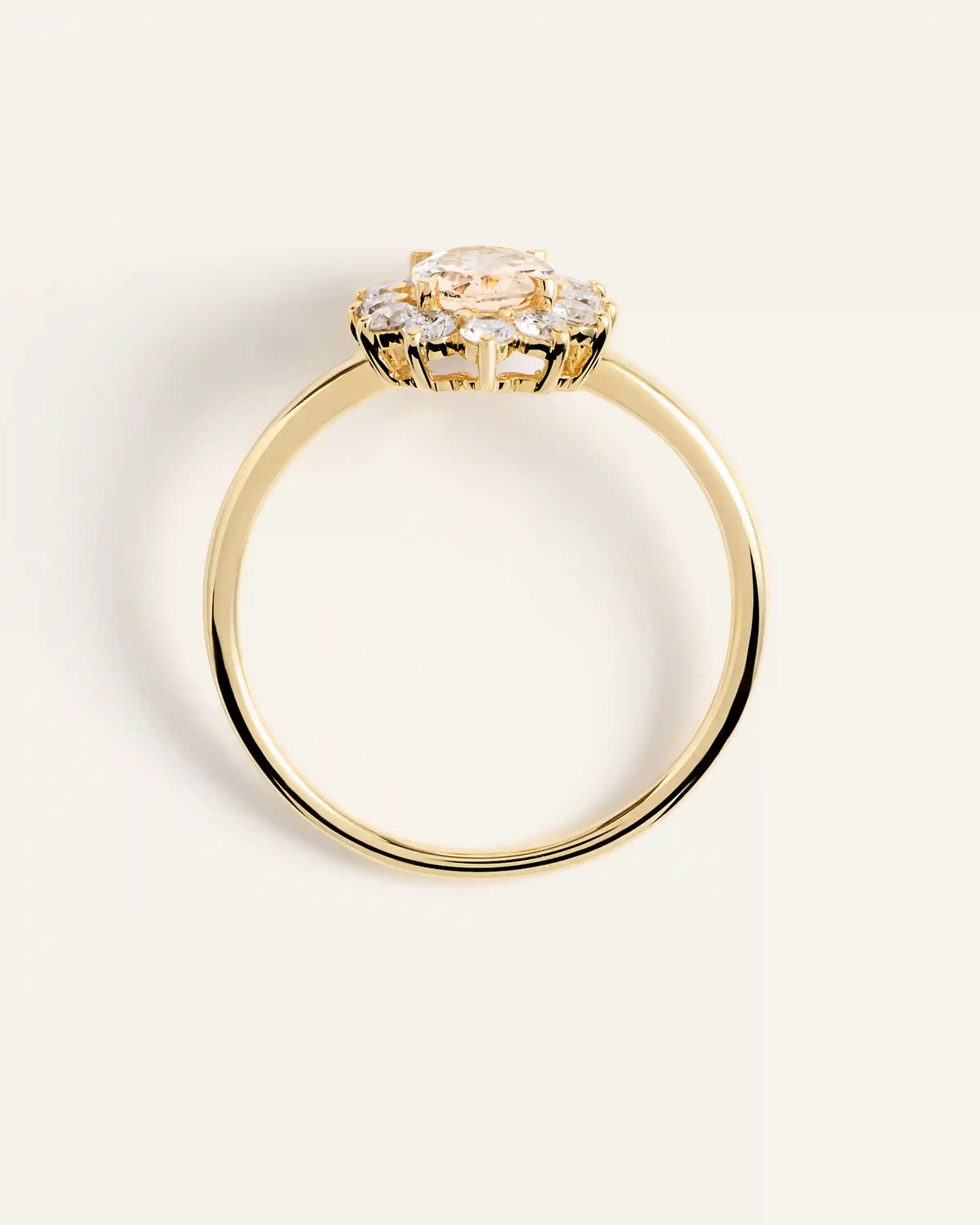 14K Gold Lab Grown Diamond and Morganite Halo Ring