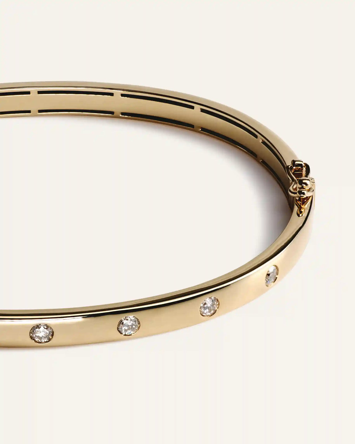 14K Gold Natural Diamond Inlay Bangle