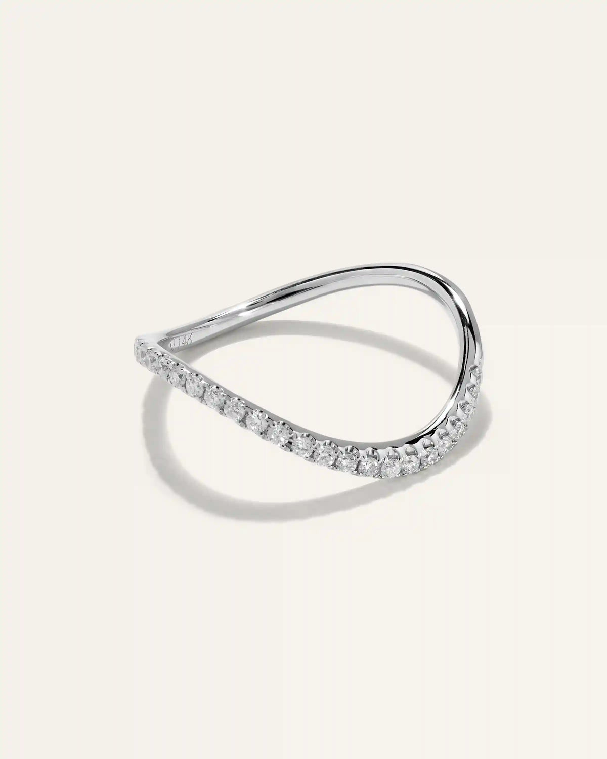 14K Gold Pave Diamond Wave Ring