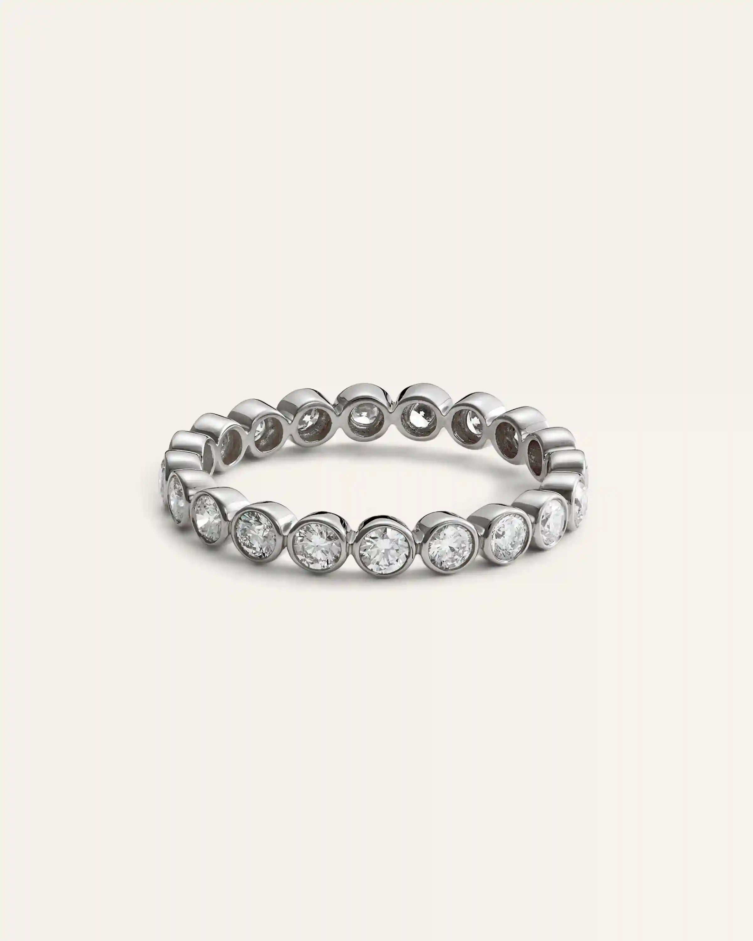 14K Gold Lab Grown Diamond Round Bezel Eternity Band - 1ctw