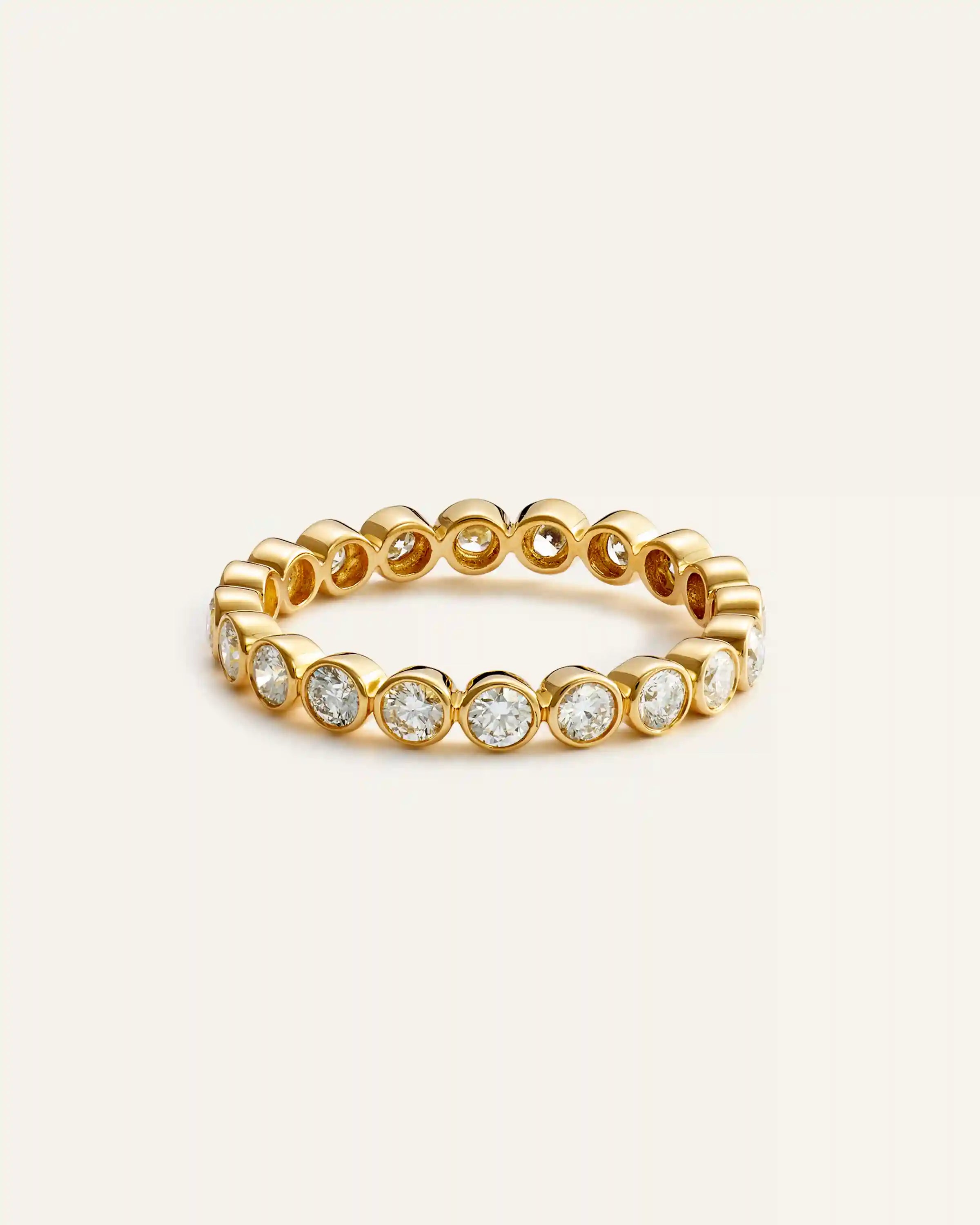 14K Gold Lab Grown Diamond Round Bezel Eternity Band - 1ctw