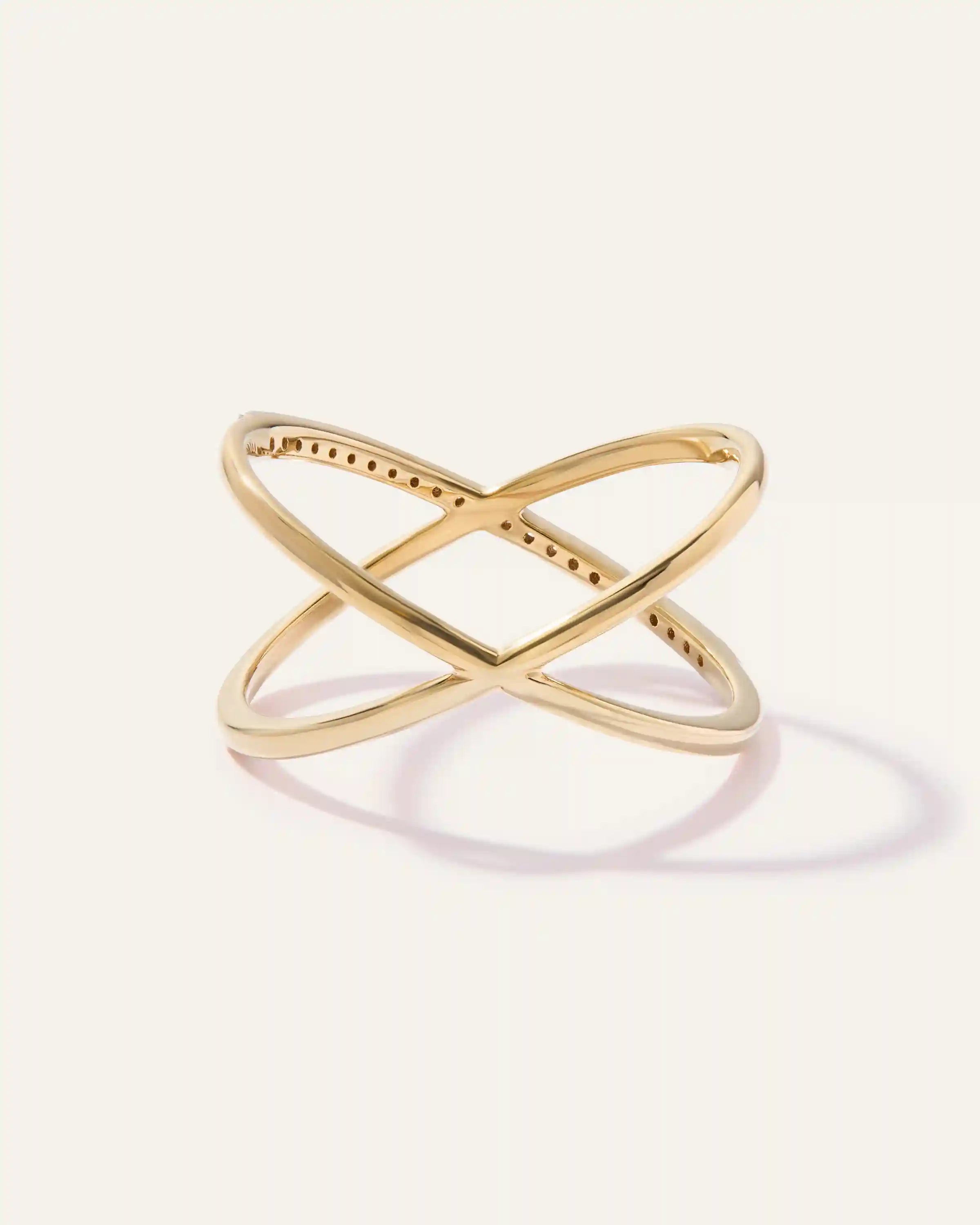 14K Gold Diamond Pave Crossover Ring