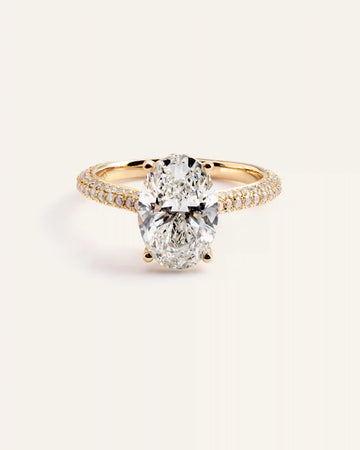Lab Grown Diamond Oval Pave Cathedral Engagement Ring - 3ct