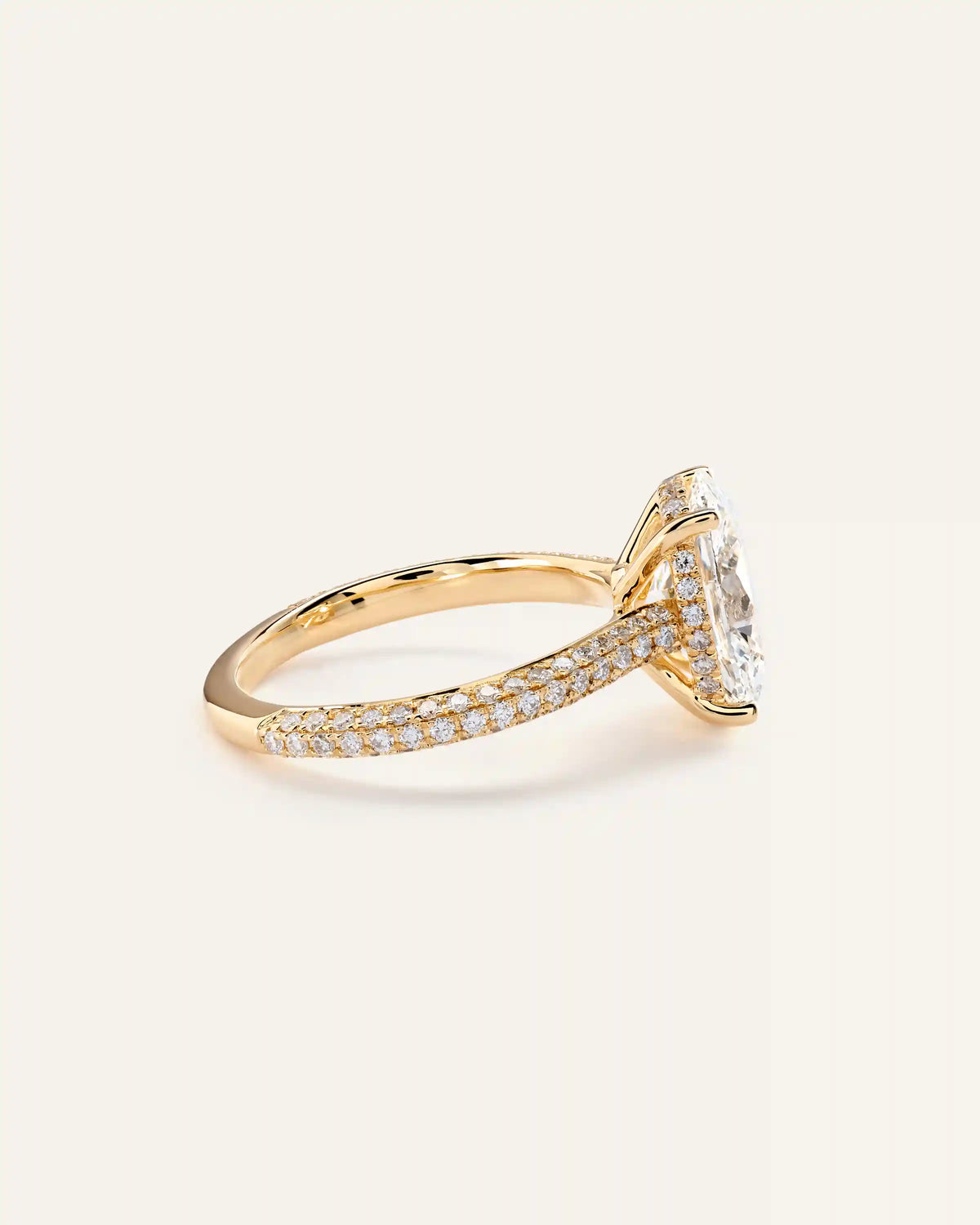 Lab Grown Diamond Oval Pave Cathedral Engagement Ring - 3ct