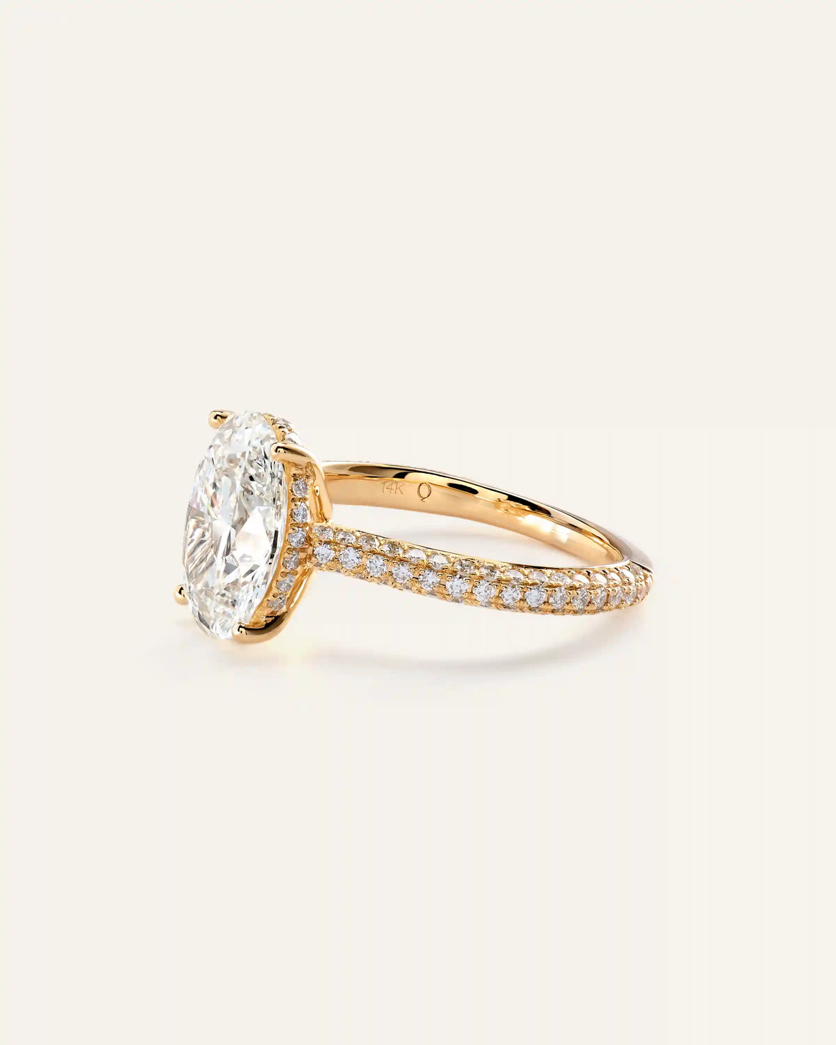 Lab Grown Diamond Oval Pave Cathedral Engagement Ring - 3ct