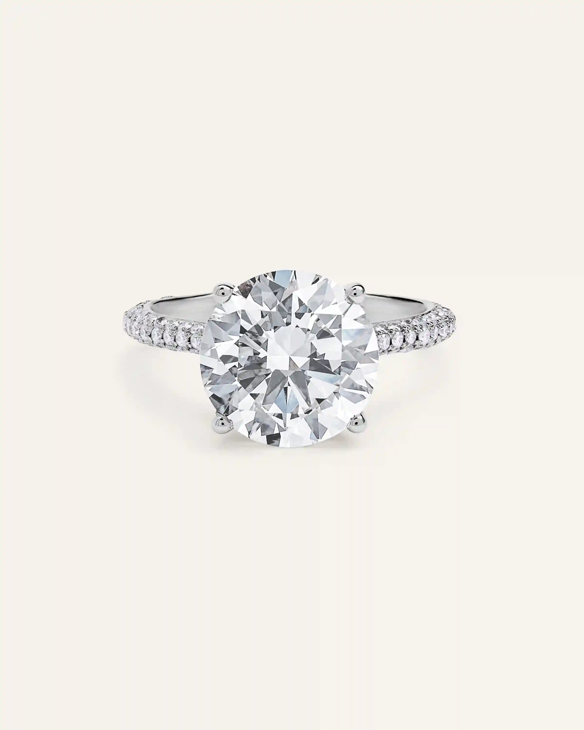 Lab Grown Diamond Round Pave Cathedral Engagement Ring - 5ct
