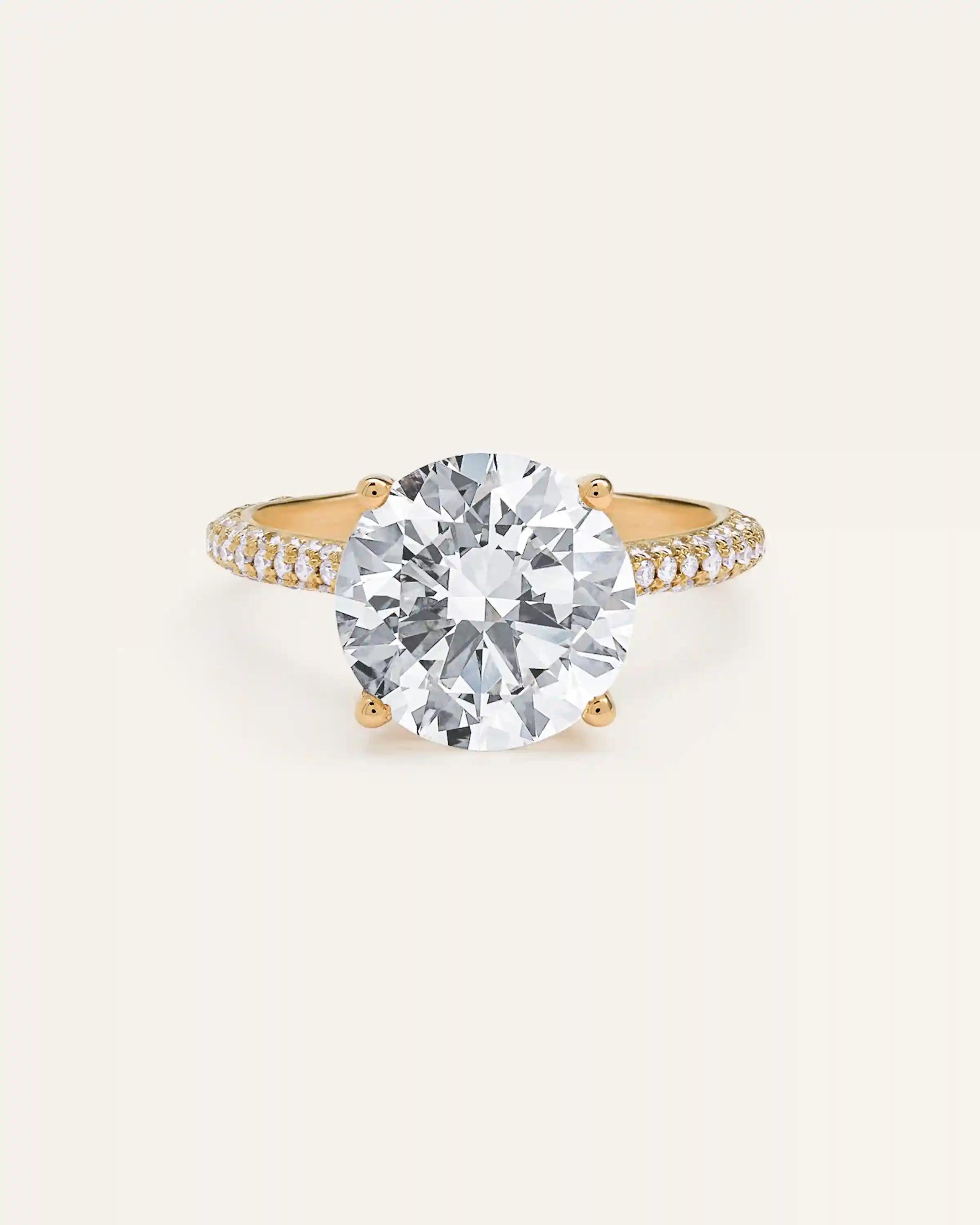 Lab Grown Diamond Round Pave Cathedral Engagement Ring - 5ct