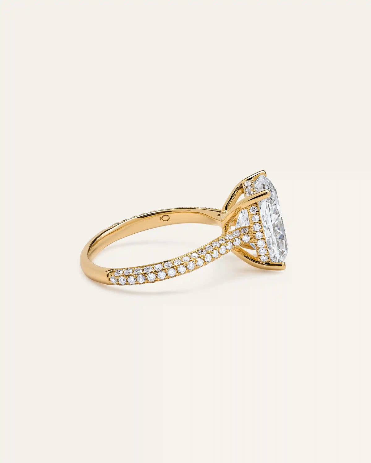 Lab Grown Diamond Elongated Cushion Pave Cathedral Engagement Ring - 5ct