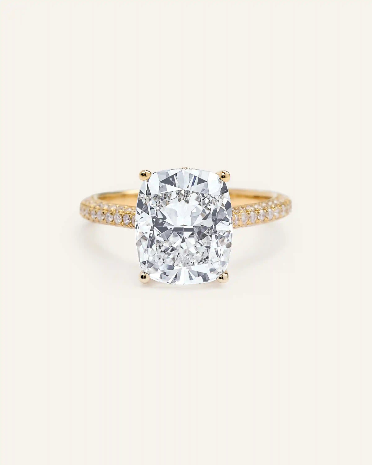 Lab Grown Diamond Elongated Cushion Pave Cathedral Engagement Ring - 5ct