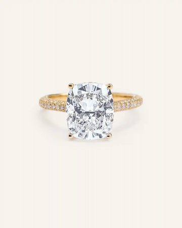 Lab Grown Diamond Elongated Cushion Pave Cathedral Engagement Ring - 5ct