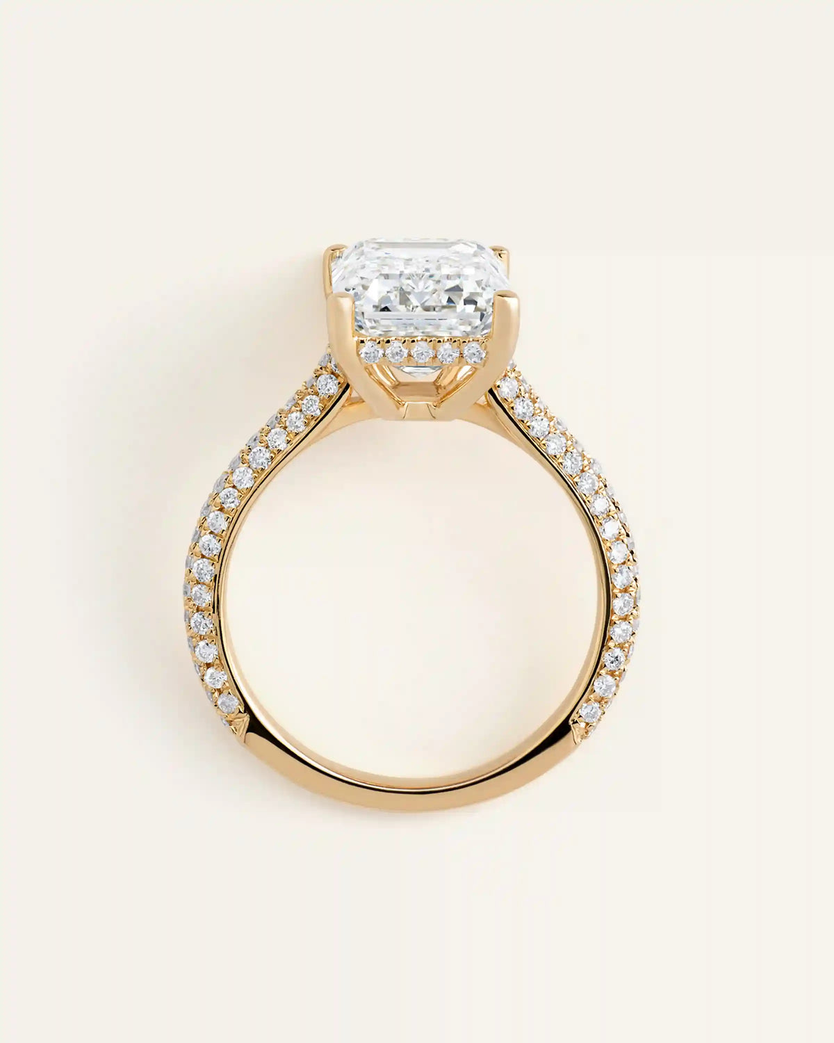 Lab Grown Diamond Emerald Pave Cathedral Engagement Ring - 5ct