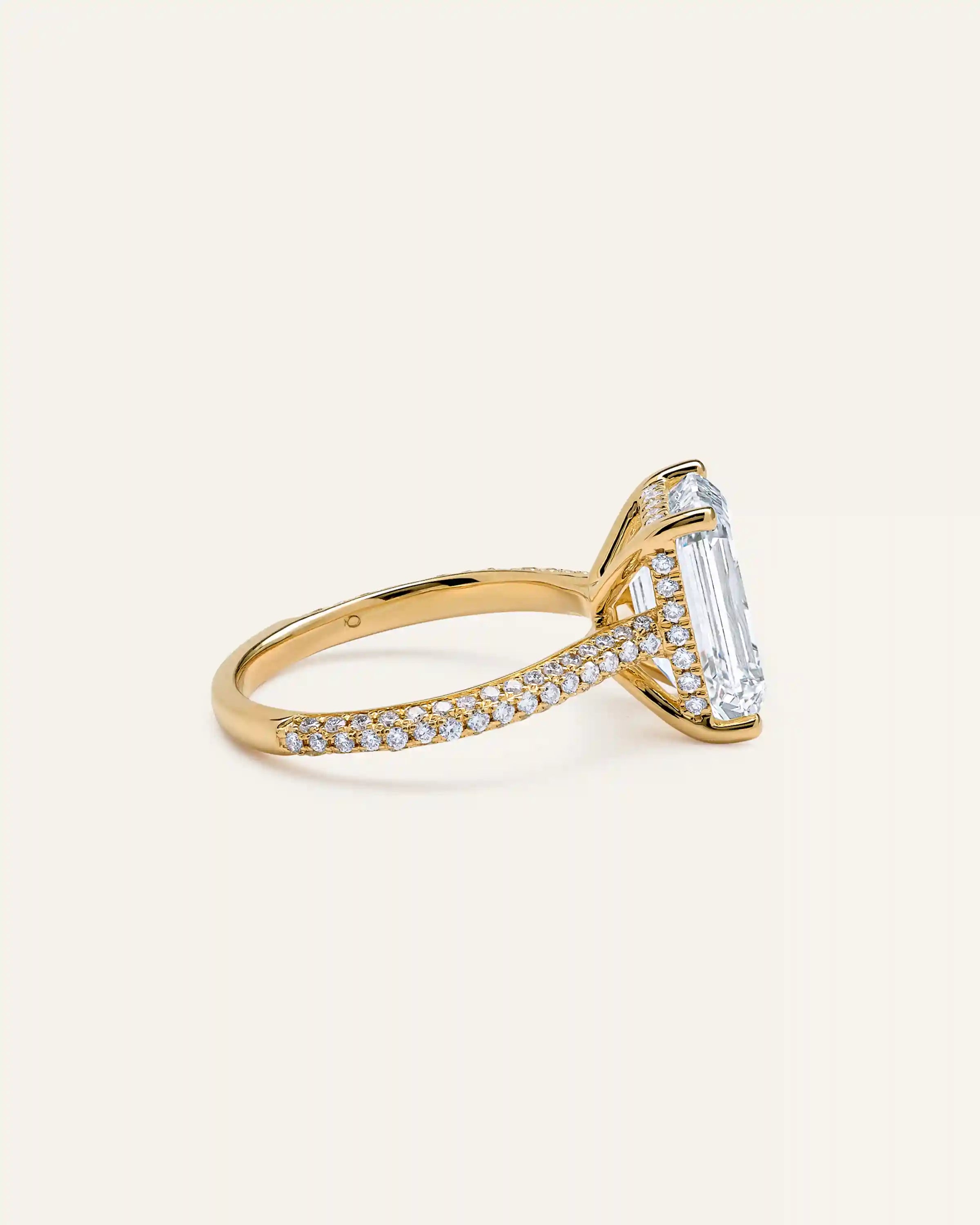 Lab Grown Diamond Emerald Pave Cathedral Engagement Ring - 5ct