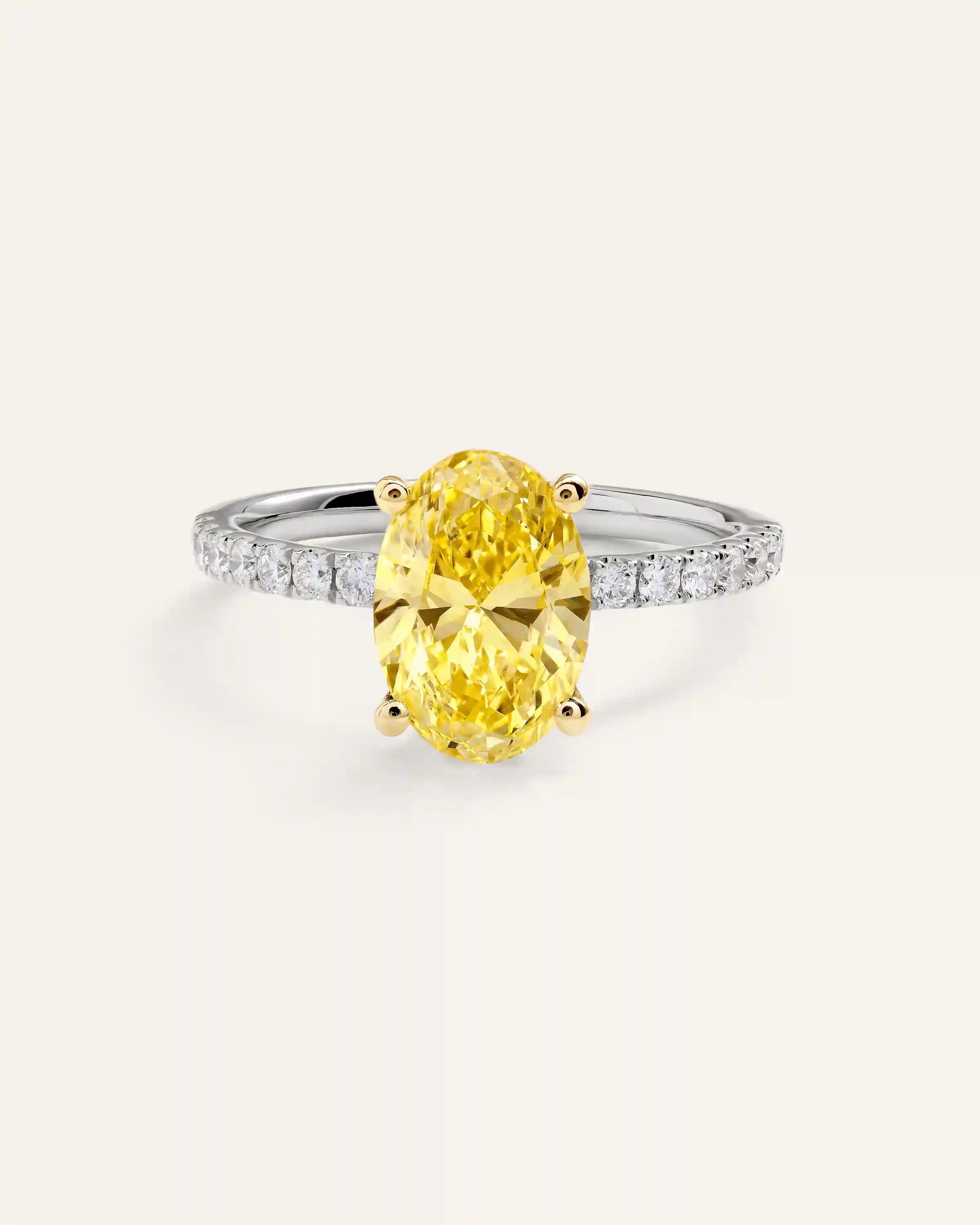 14K Gold Yellow Lab Grown Diamond Oval Pave Engagement Ring - 2ct