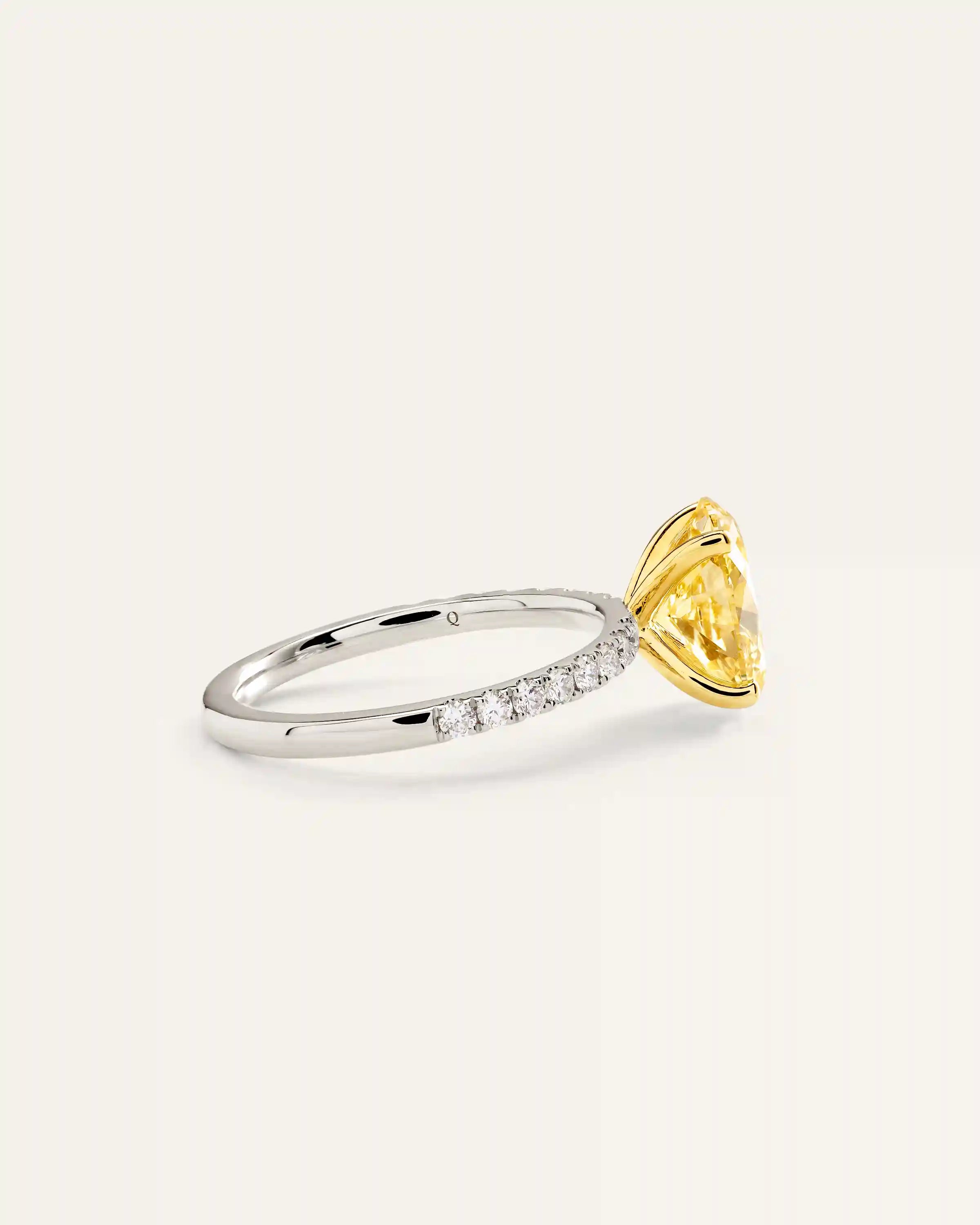 14K Gold Yellow Lab Grown Diamond Oval Pave Engagement Ring - 2ct
