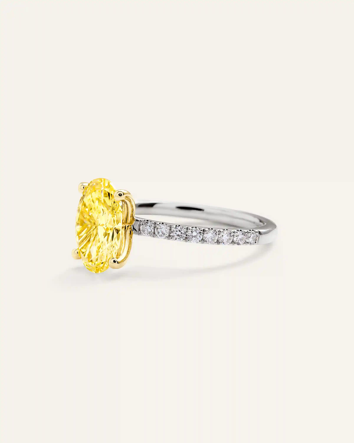 14K Gold Yellow Lab Grown Diamond Oval Pave Engagement Ring - 2ct