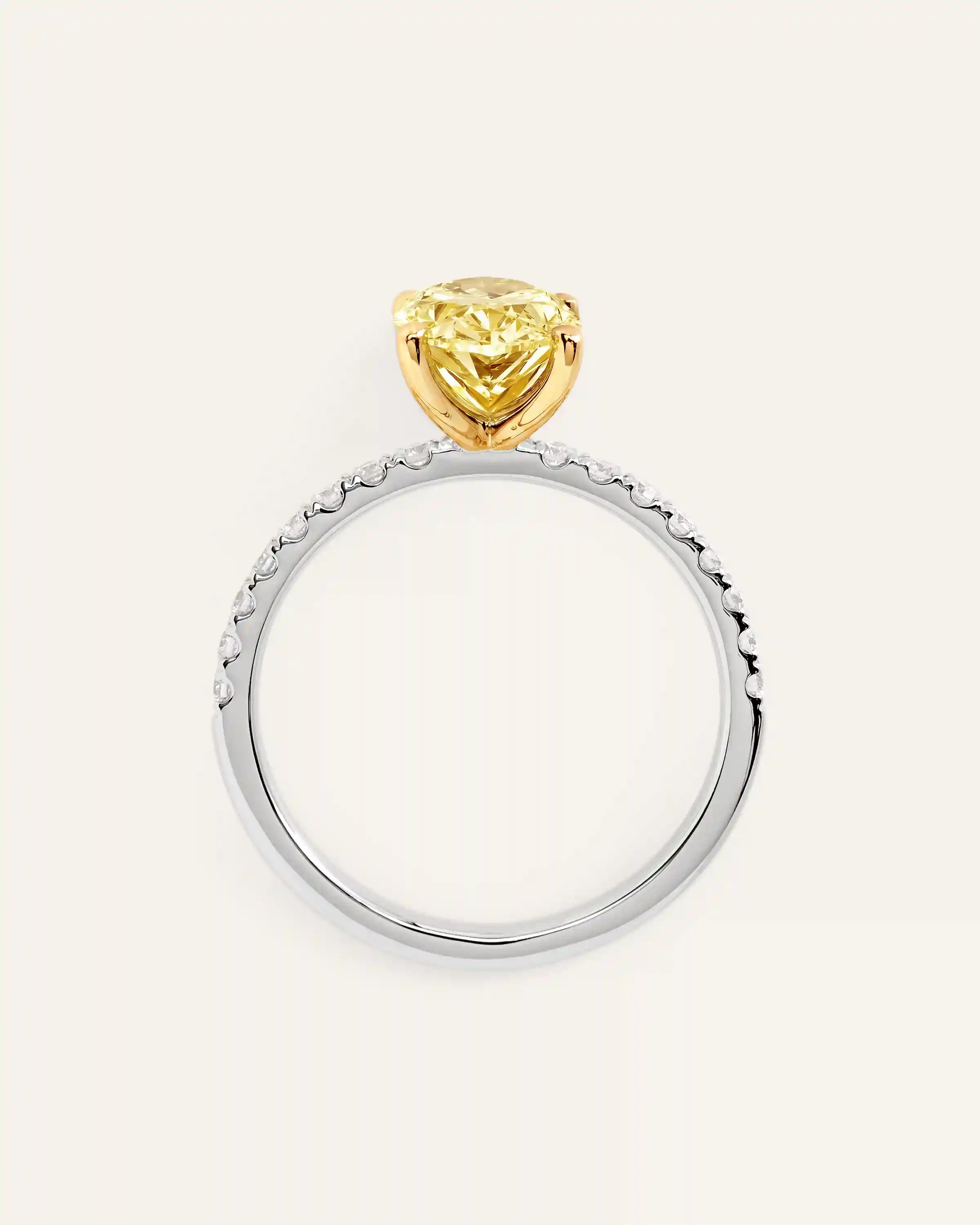 14K Gold Yellow Lab Grown Diamond Oval Pave Engagement Ring - 2ct