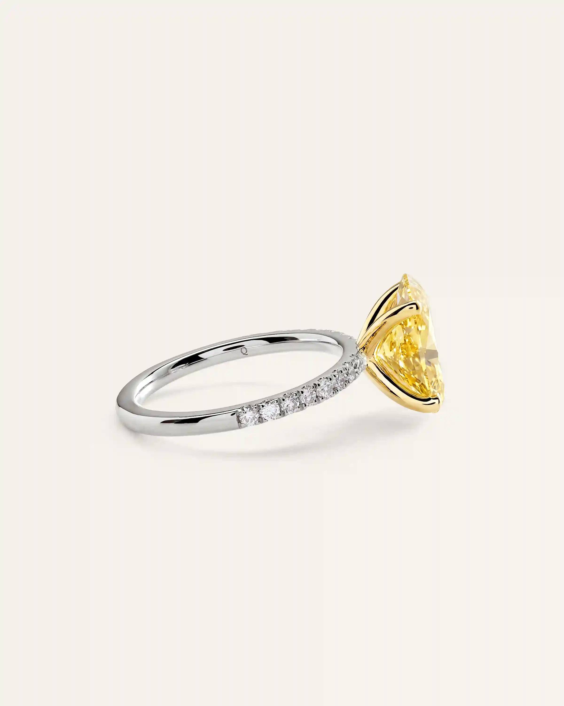 14K Gold Yellow Lab Grown Diamond Oval Pave Engagement Ring - 3ct