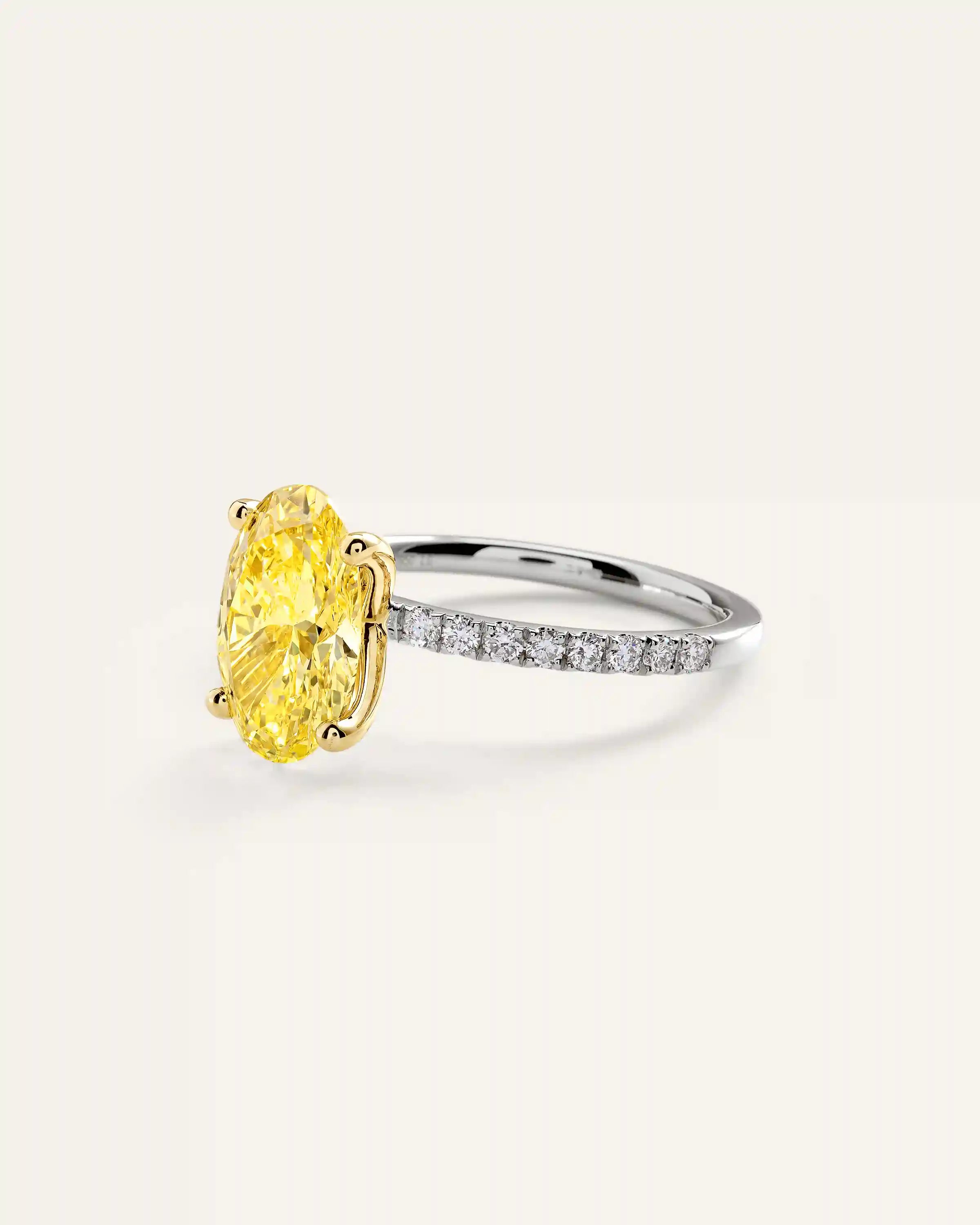 14K Gold Yellow Lab Grown Diamond Oval Pave Engagement Ring - 3ct