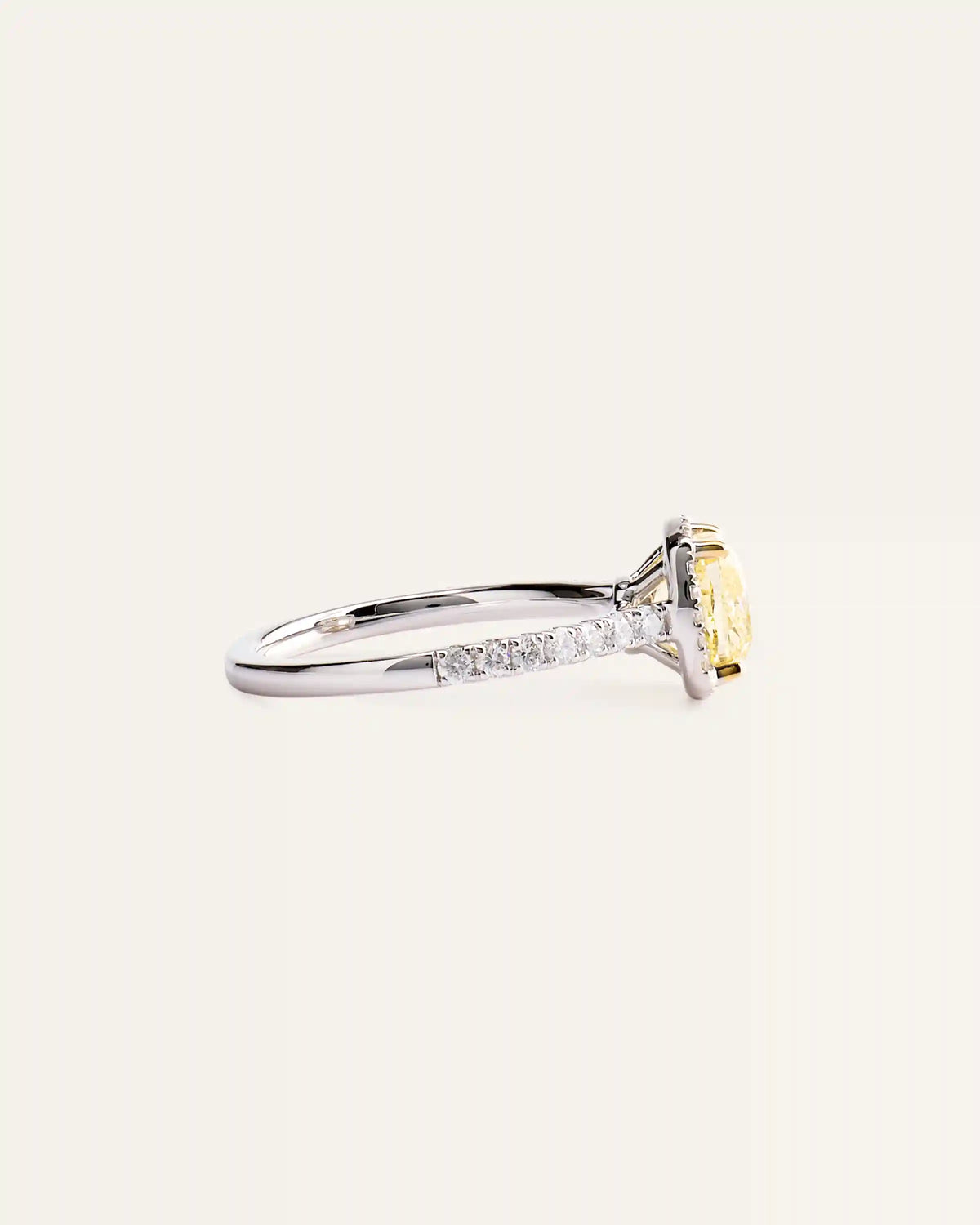 14K Gold Yellow Lab Grown Diamond Cushion Halo Engagement Ring - 2ct