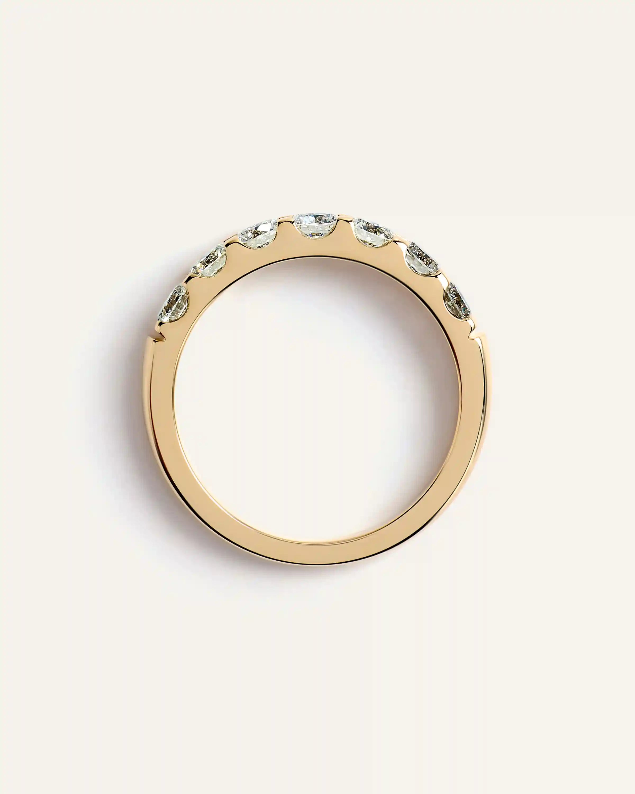 14K Gold Natural Diamond Seven Stone Band - 1ctw