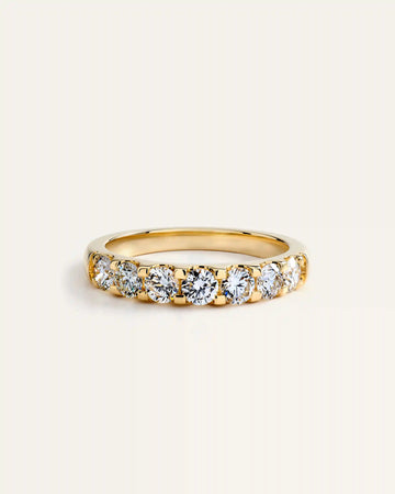 14K Gold Natural Diamond Seven Stone Band - 1ctw