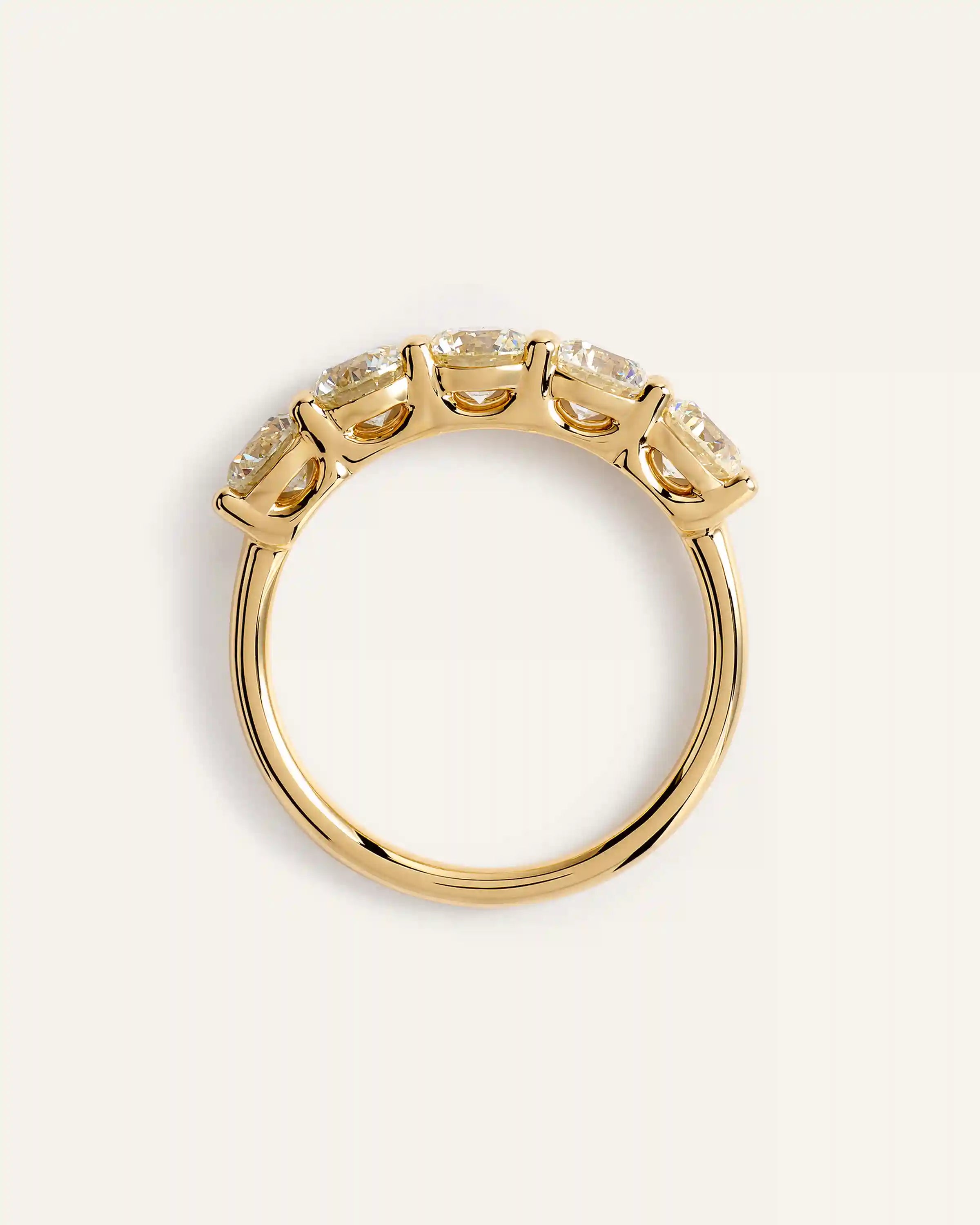 14K Gold Natural Diamond Five Stone Band - 2ctw