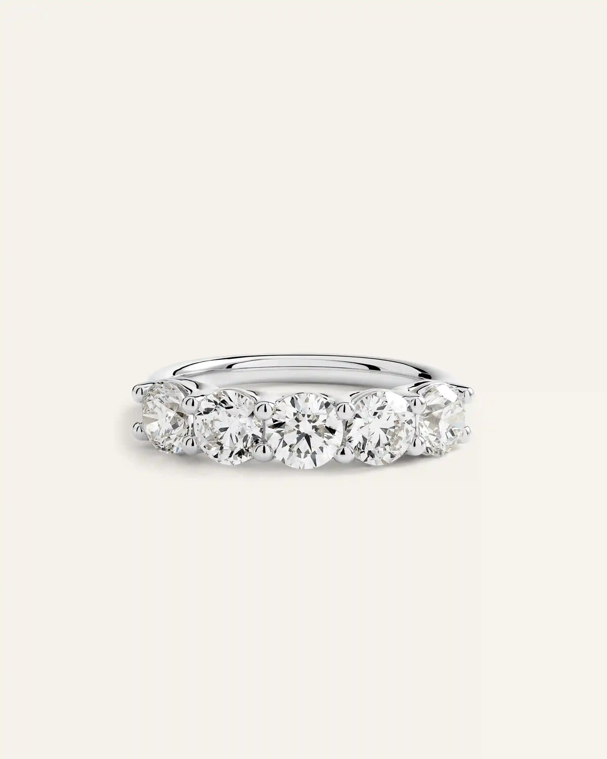 14K Gold Natural Diamond Five Stone Band - 2ctw
