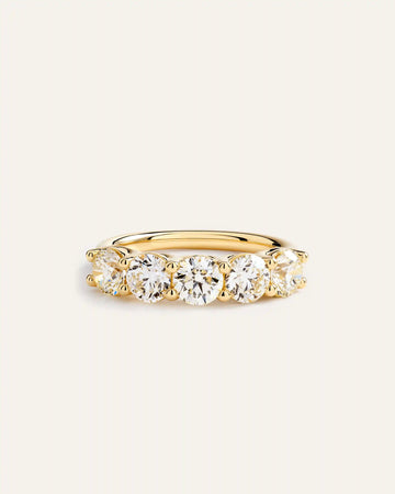 14K Gold Natural Diamond Five Stone Band - 2ctw