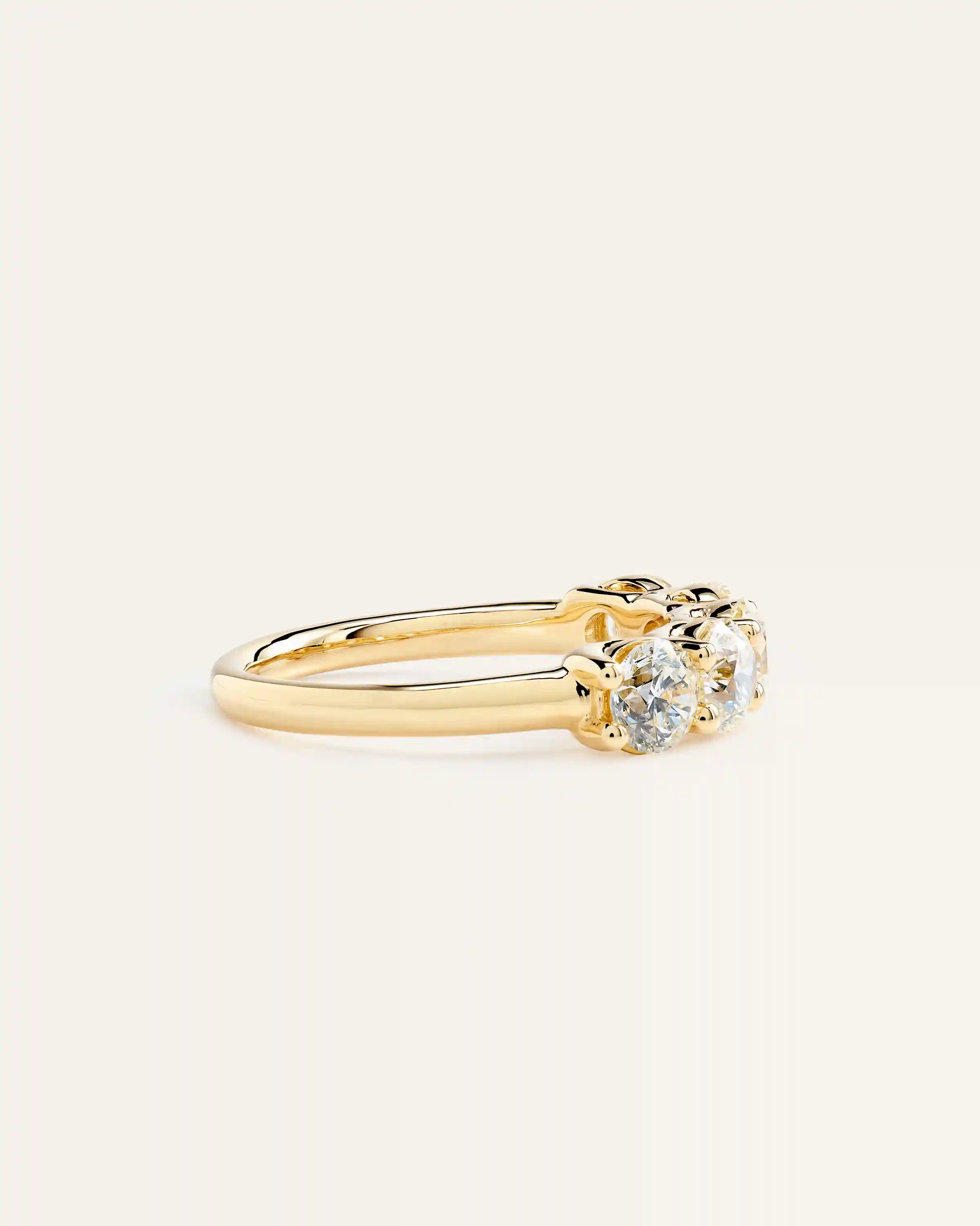 14K Gold Natural Diamond Five Stone Band - 2ctw