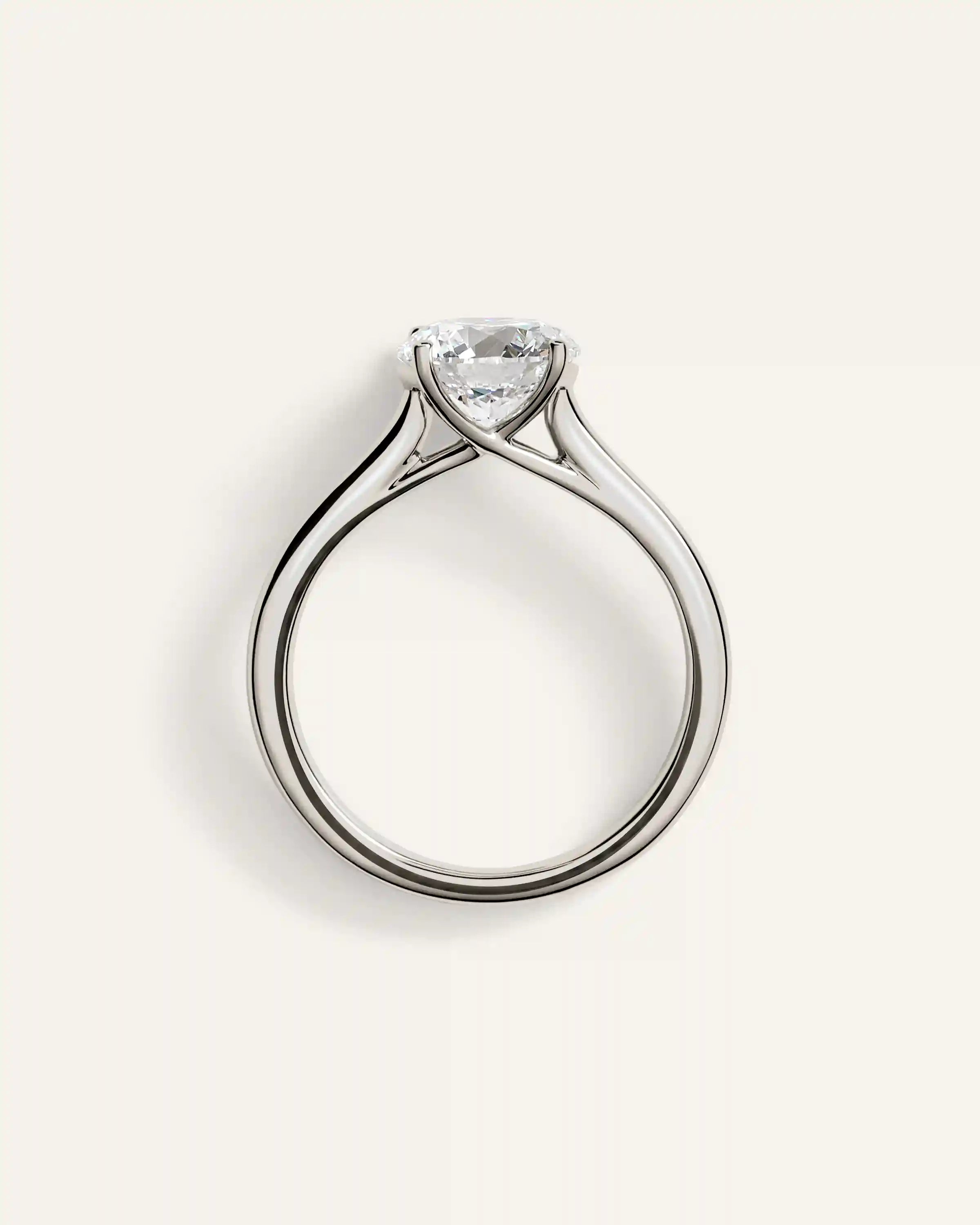 Lab Grown Diamond Round Trellis Cathedral Engagement Ring - 2ct