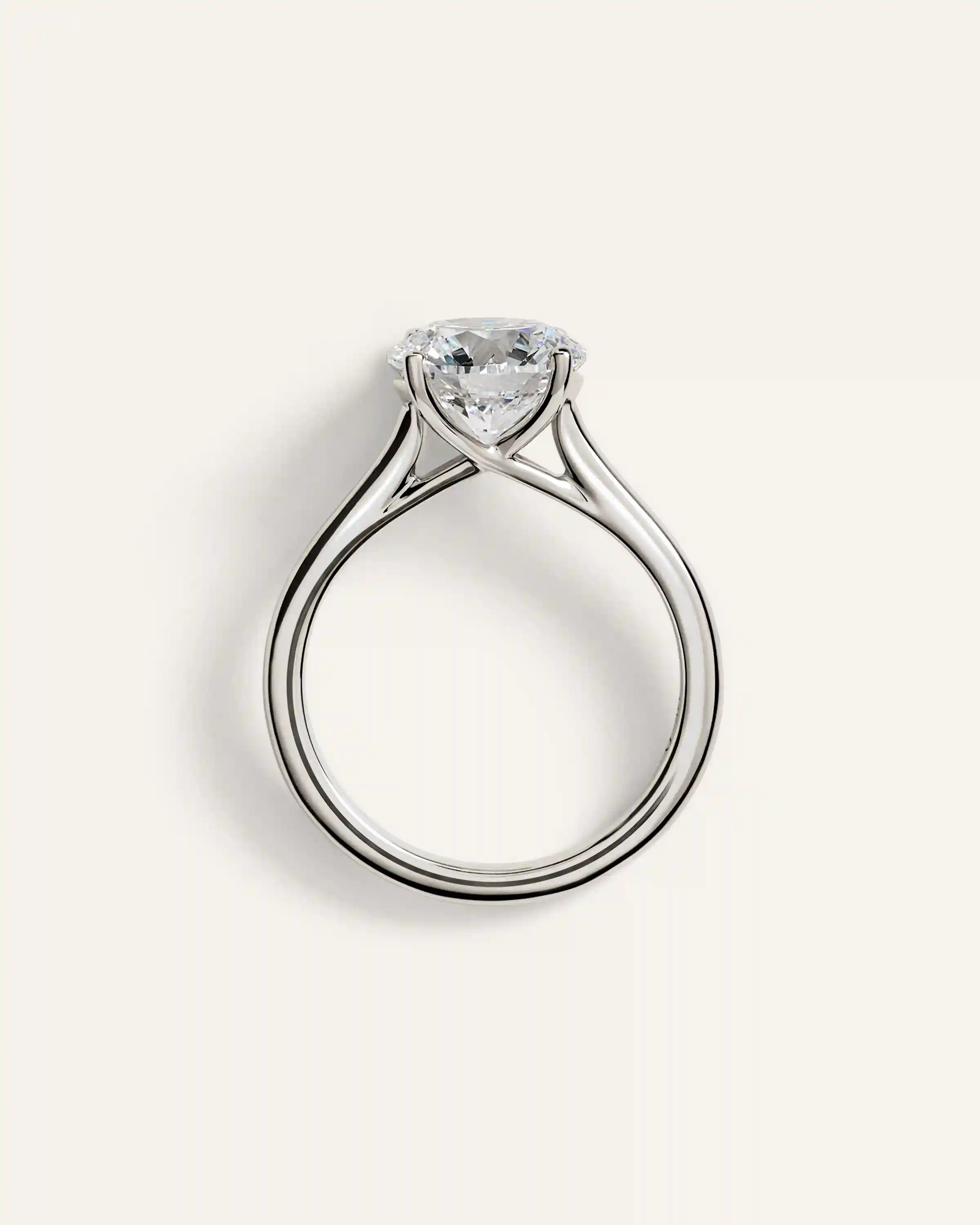 Lab Grown Diamond Round Trellis Cathedral Engagement Ring - 3ct