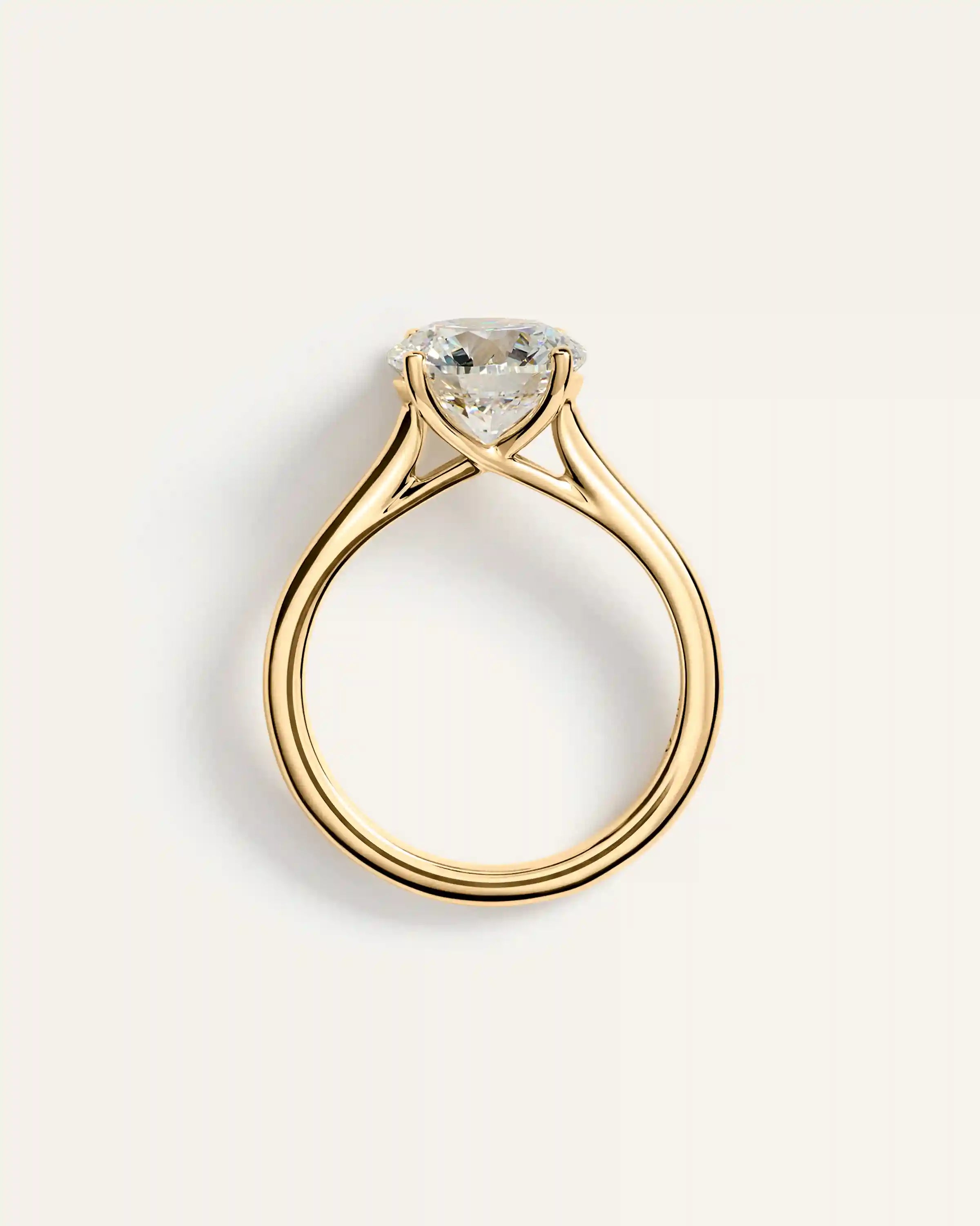 Lab Grown Diamond Round Trellis Cathedral Engagement Ring - 3ct