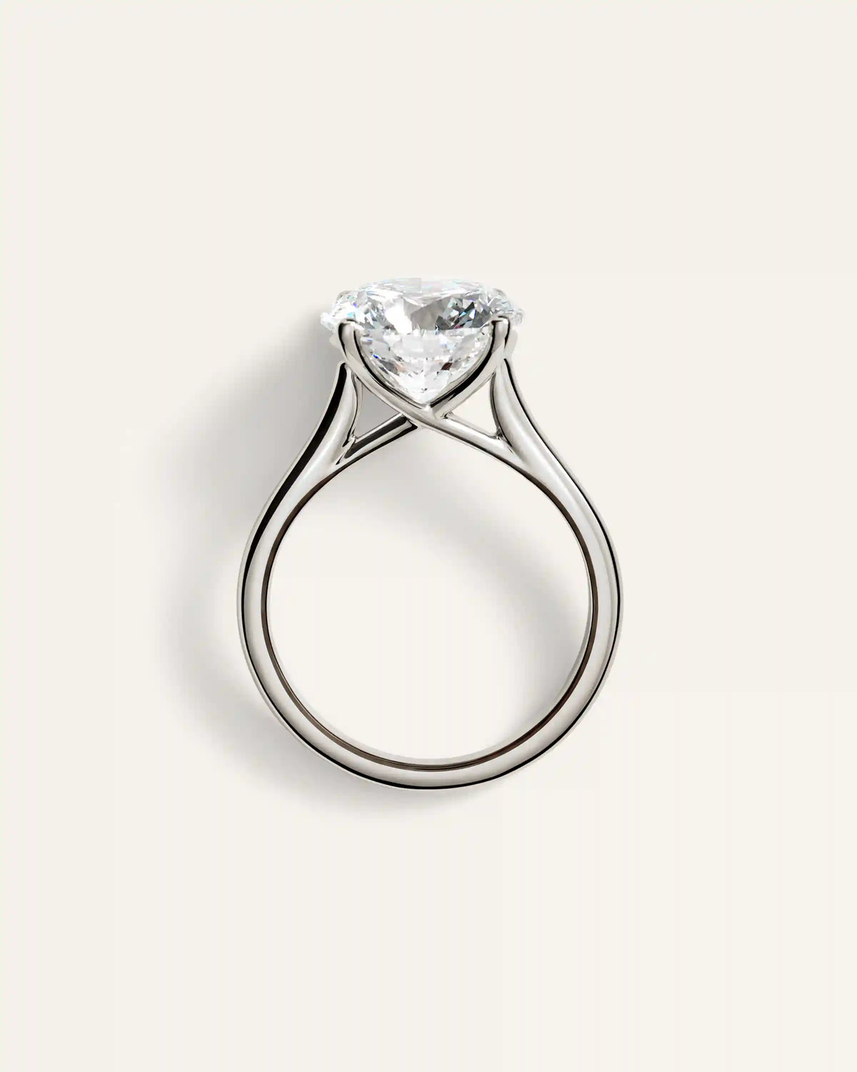 Lab Grown Diamond Round Trellis Cathedral Engagement Ring - 5ct