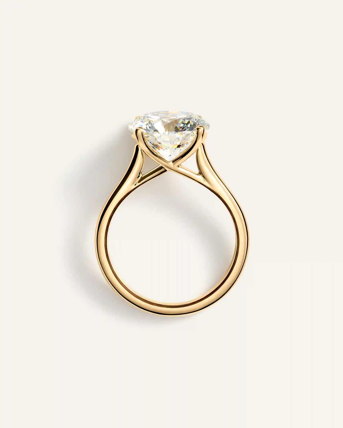 Lab Grown Diamond Round Trellis Cathedral Engagement Ring - 5ct
