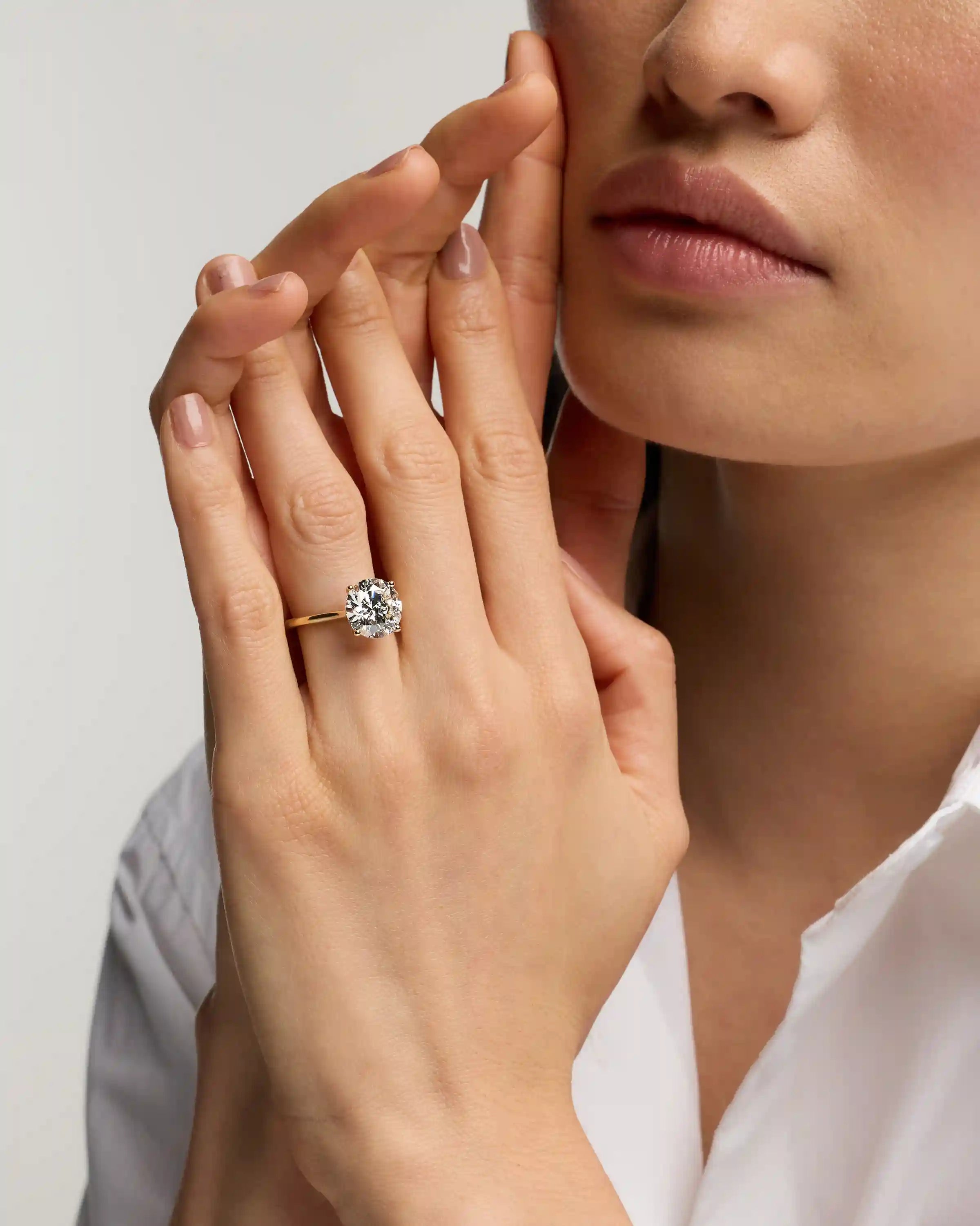 Lab Grown Diamond Round Trellis Cathedral Engagement Ring - 5ct