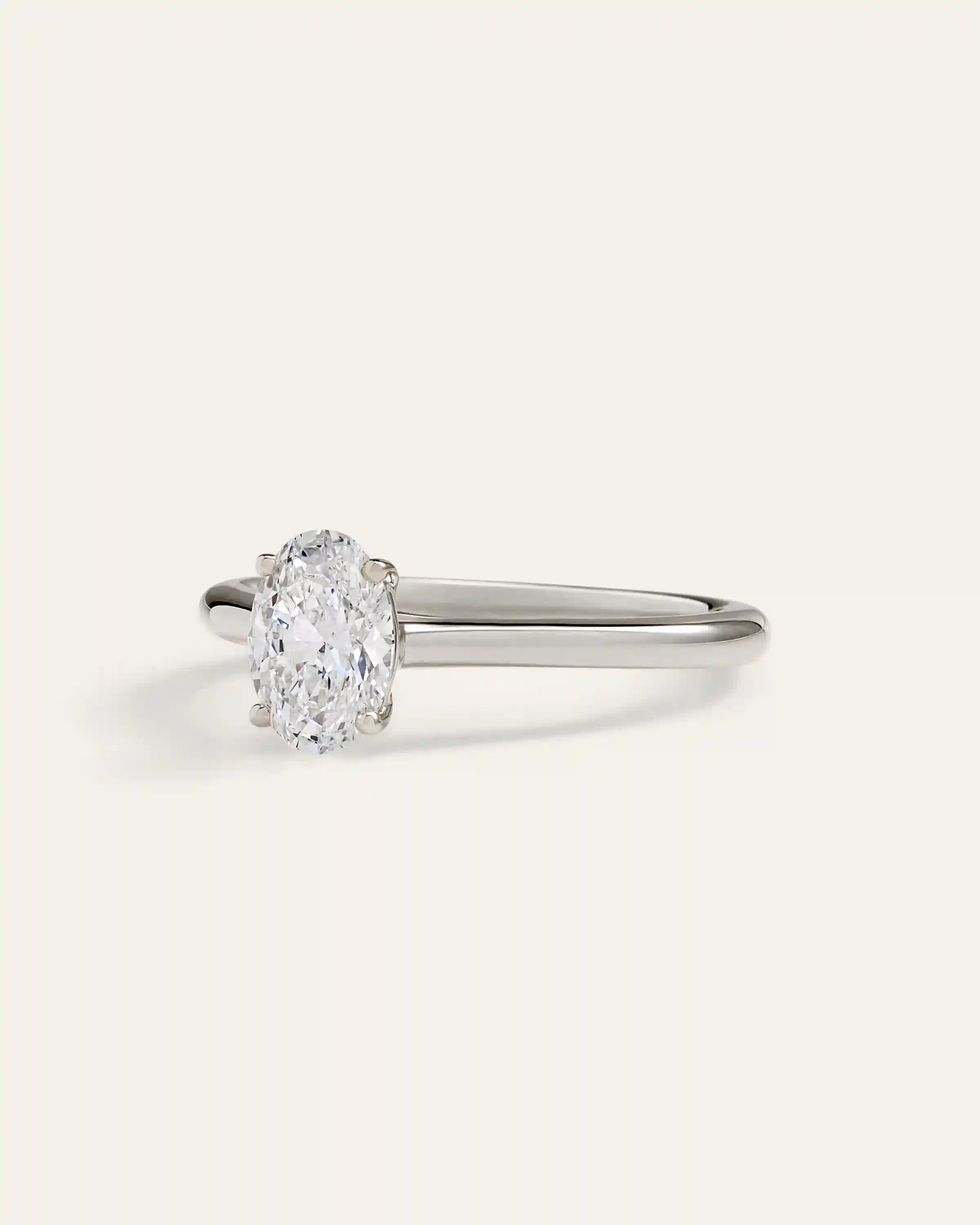 Lab Grown Diamond Oval Trellis Cathedral Engagement Ring - 1ct