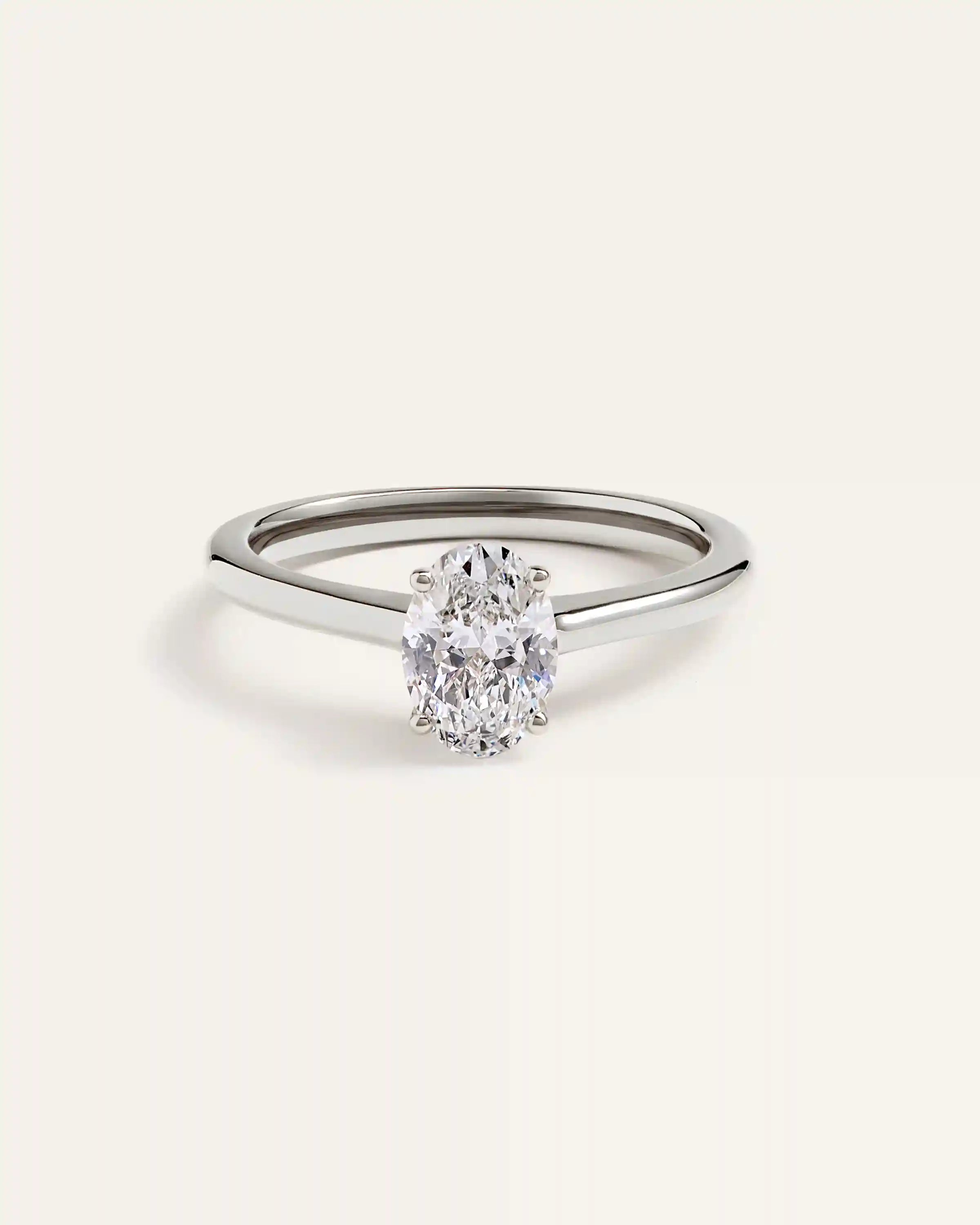Lab Grown Diamond Oval Trellis Cathedral Engagement Ring - 1ct