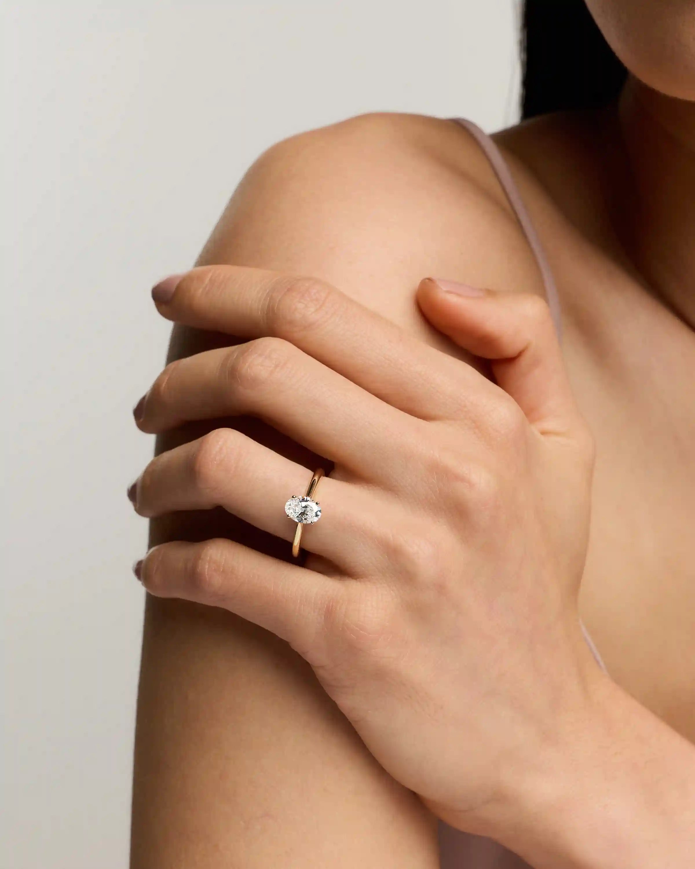 Lab Grown Diamond Oval Trellis Cathedral Engagement Ring - 1ct