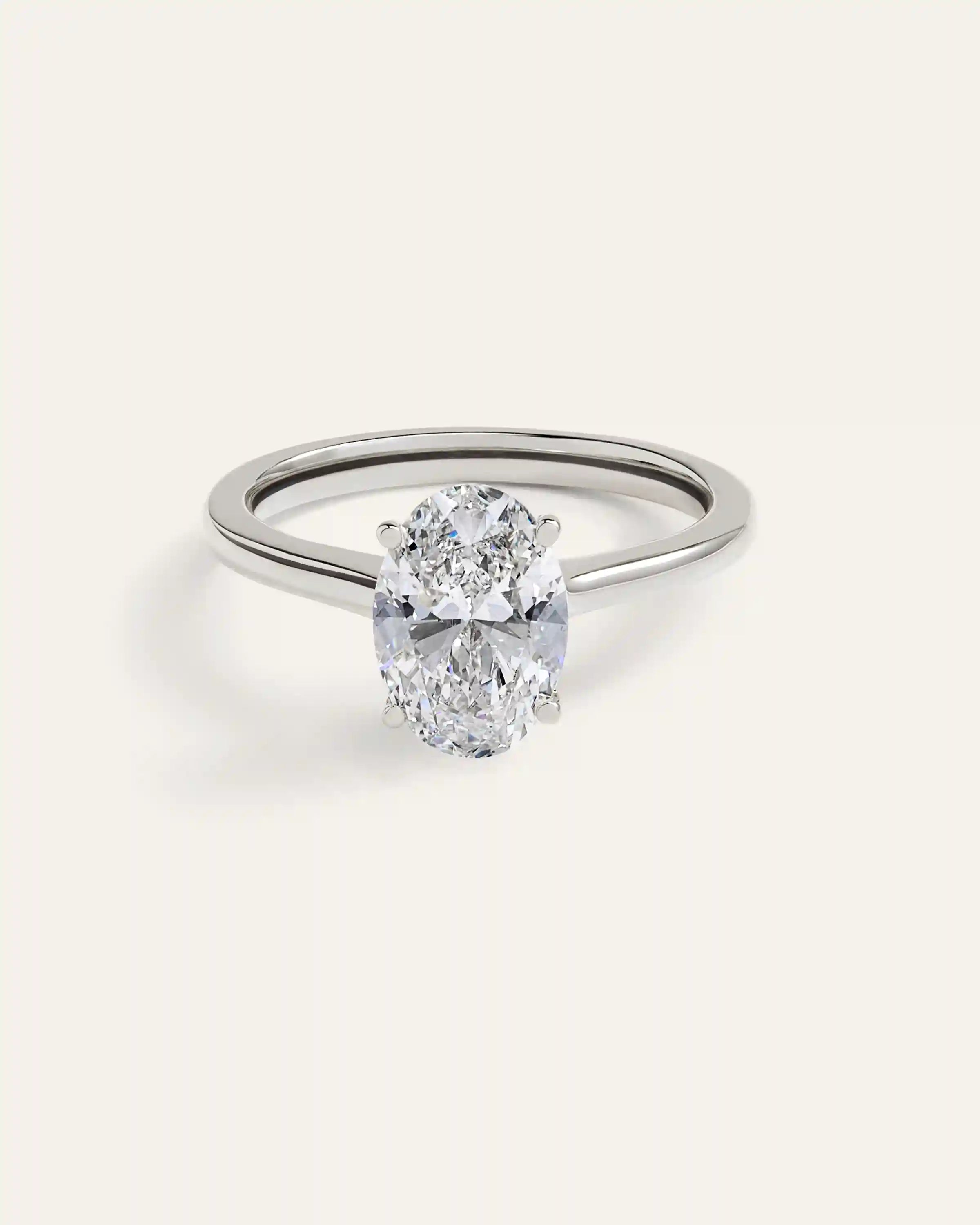 Lab Grown Diamond Oval Trellis Cathedral Engagement Ring - 2ct