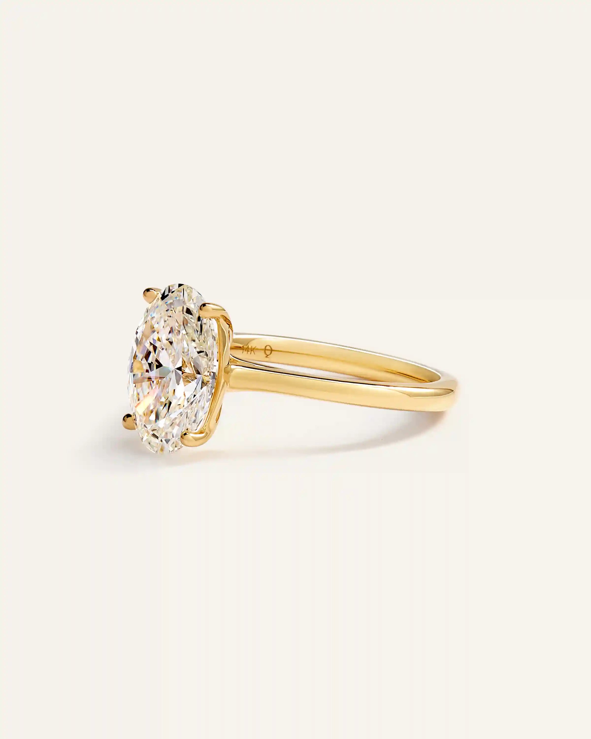 Lab Grown Diamond Oval Trellis Cathedral Engagement Ring - 3ct