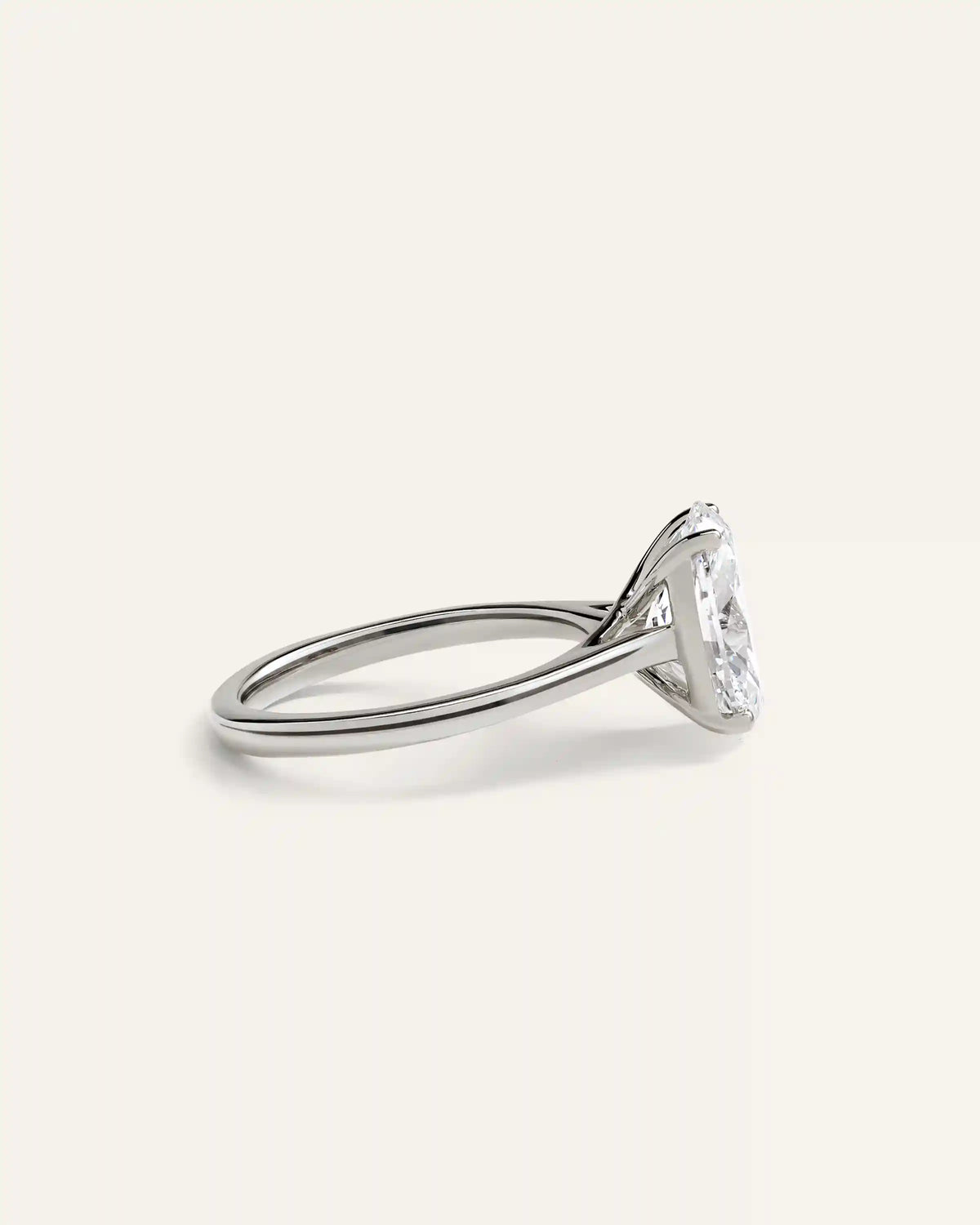 Lab Grown Diamond Oval Trellis Cathedral Engagement Ring - 3ct