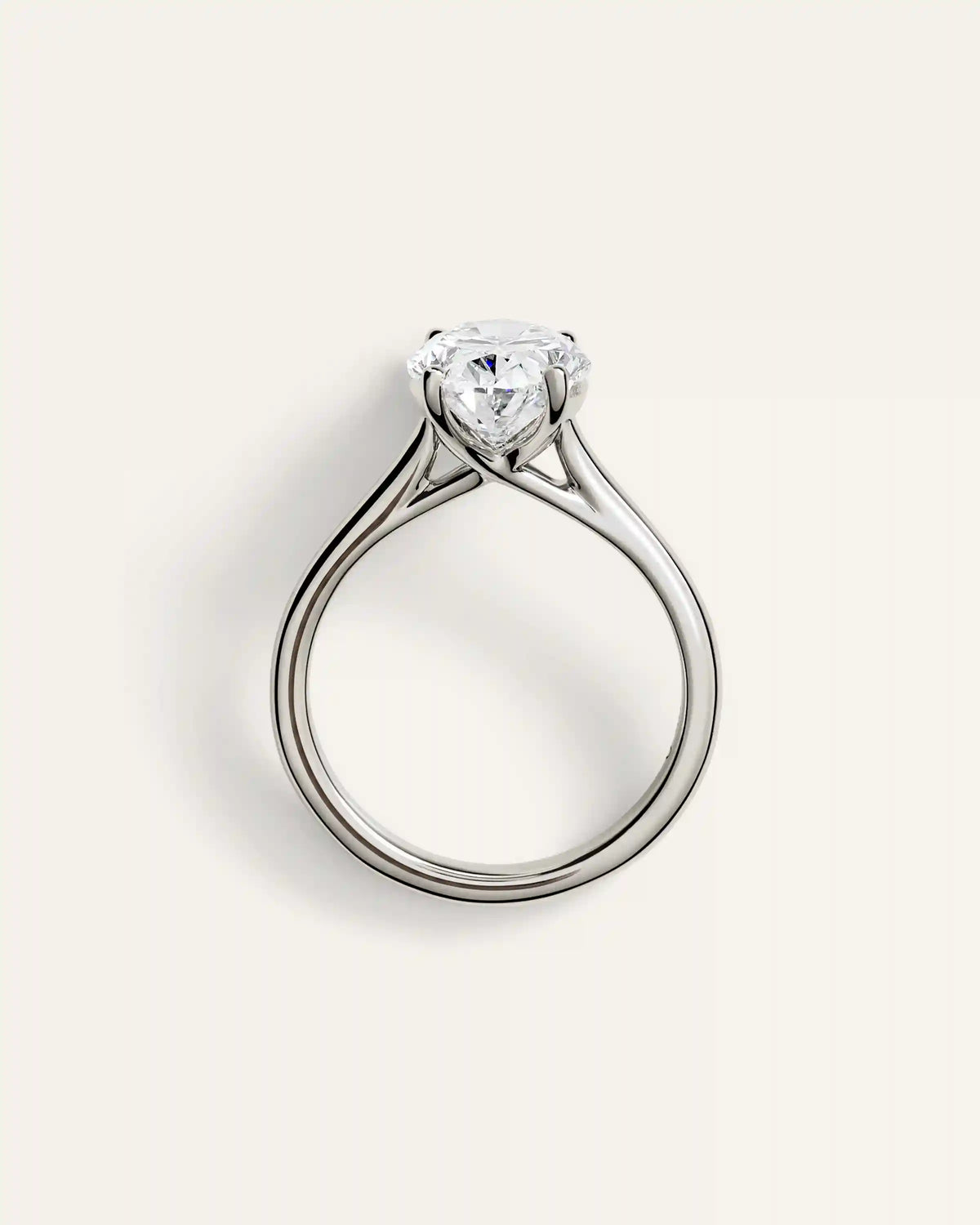 Lab Grown Diamond Oval Trellis Cathedral Engagement Ring - 3ct