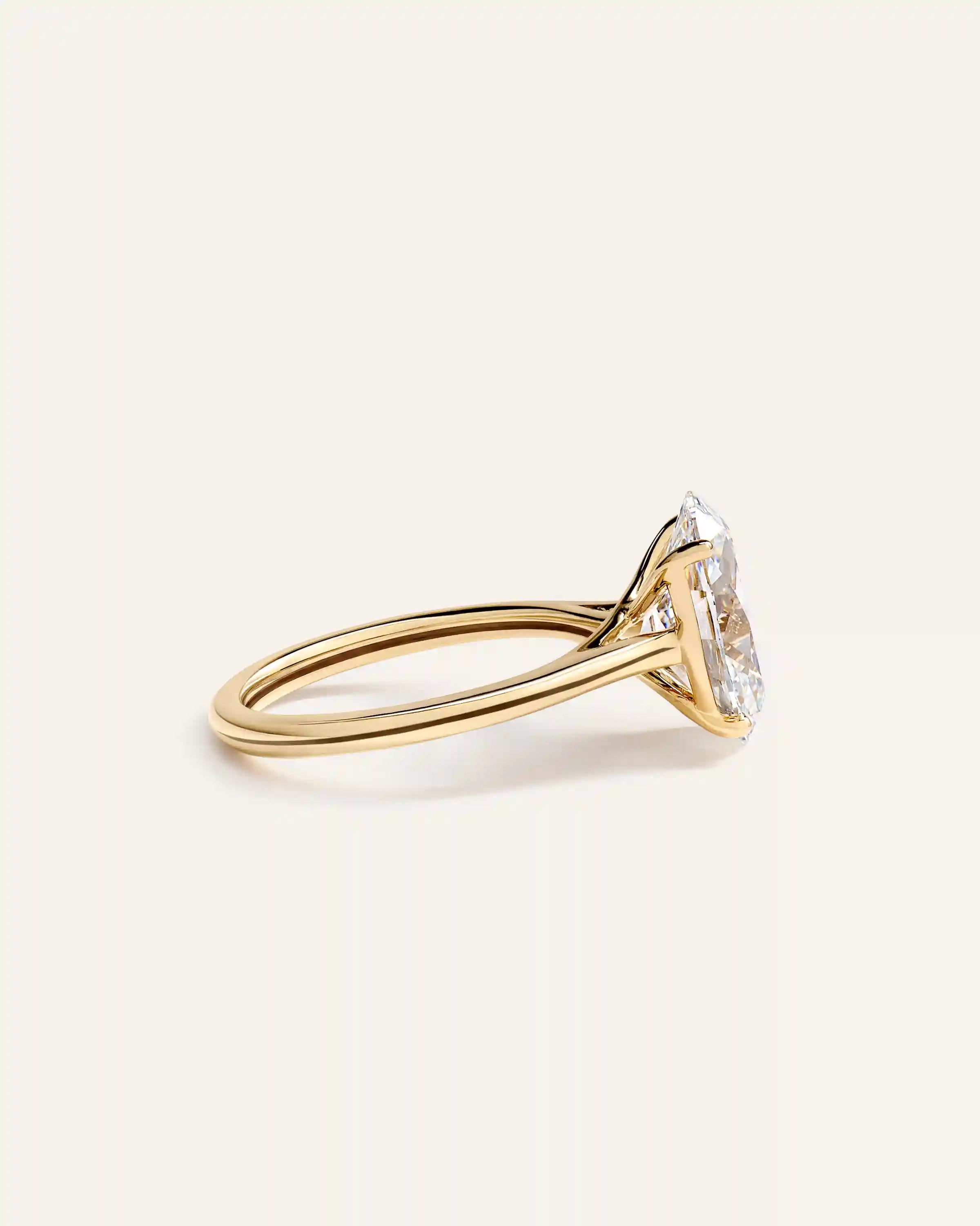 Lab Grown Diamond Oval Trellis Cathedral Engagement Ring - 4ct