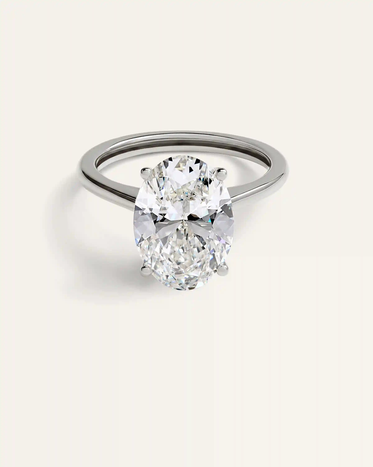Lab Grown Diamond Oval Trellis Cathedral Engagement Ring - 4ct