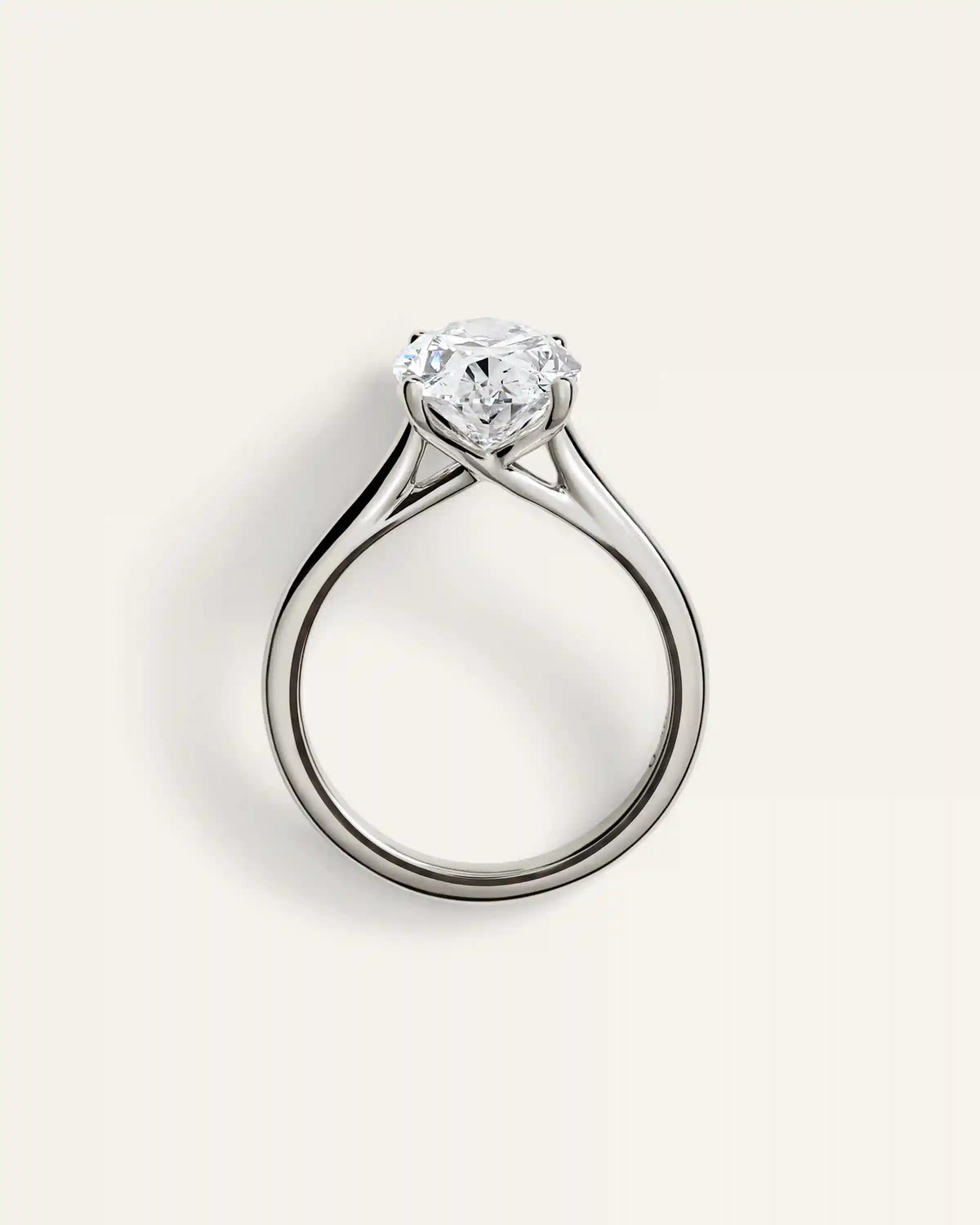 Lab Grown Diamond Oval Trellis Cathedral Engagement Ring - 4ct